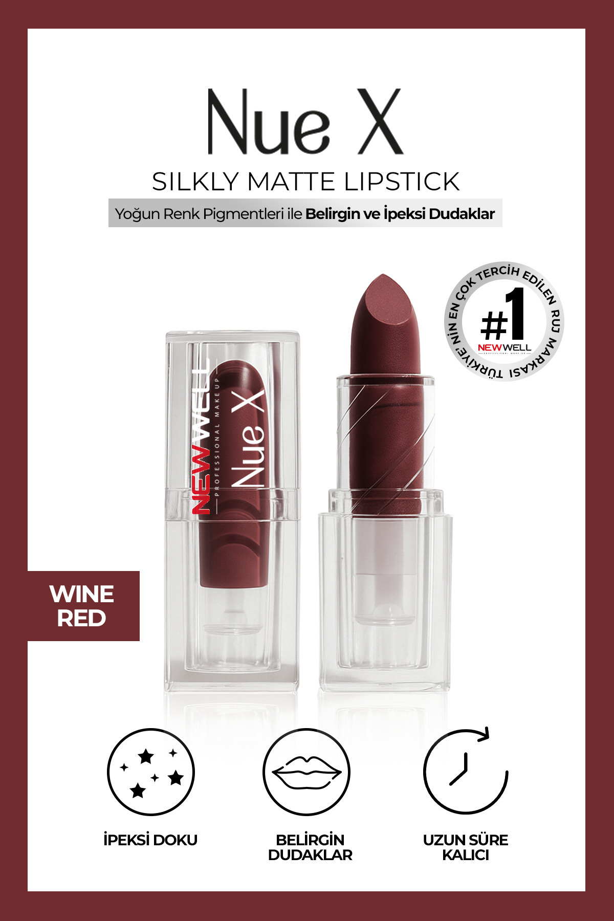 New Well Nue X Silkly Matte Lipstick Wine Red 06