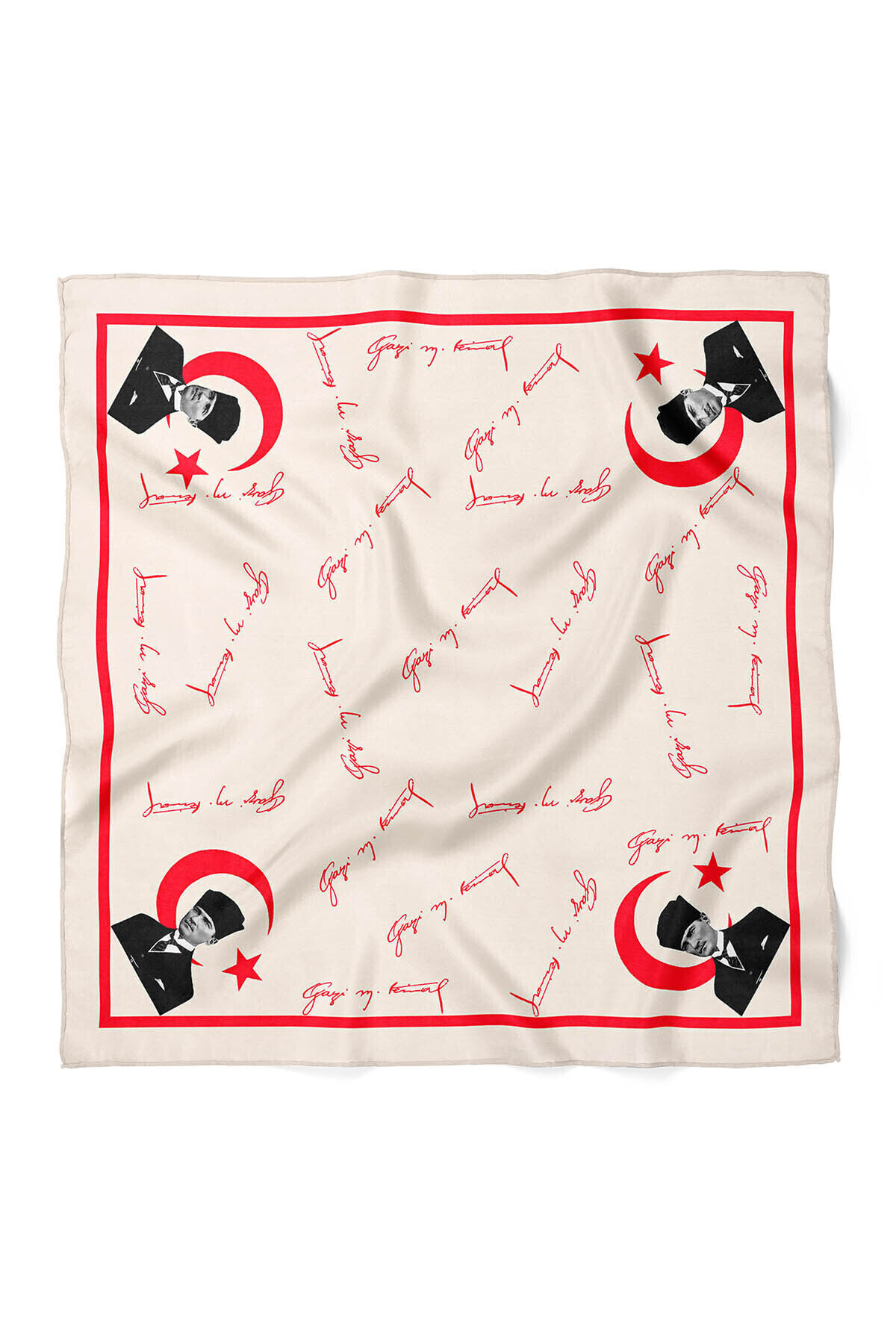 nehir eşarp Atatürk Desen Fular Bandana 50x50 Cm Milli Bayramlar