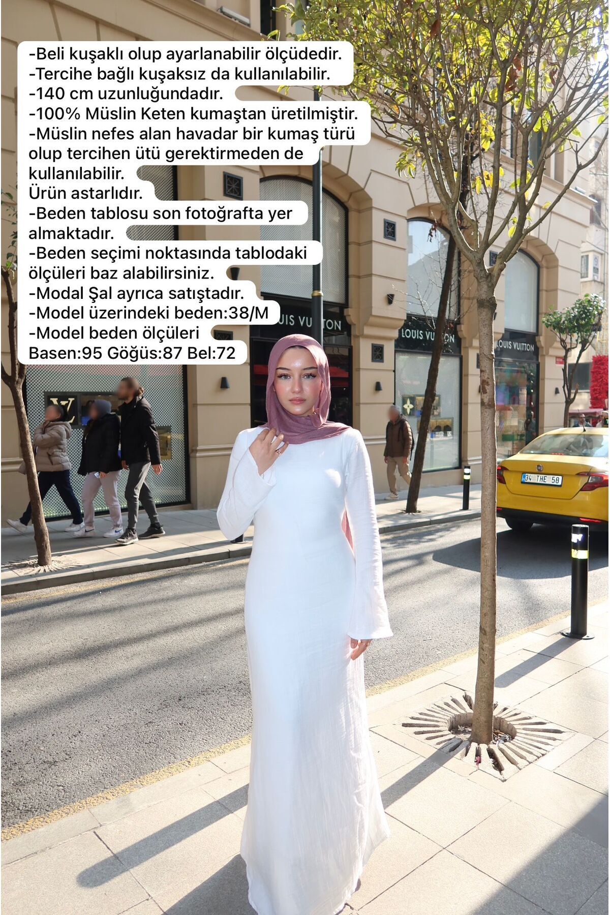 FASHION  Müslin Keten Elbise - Görsel 6