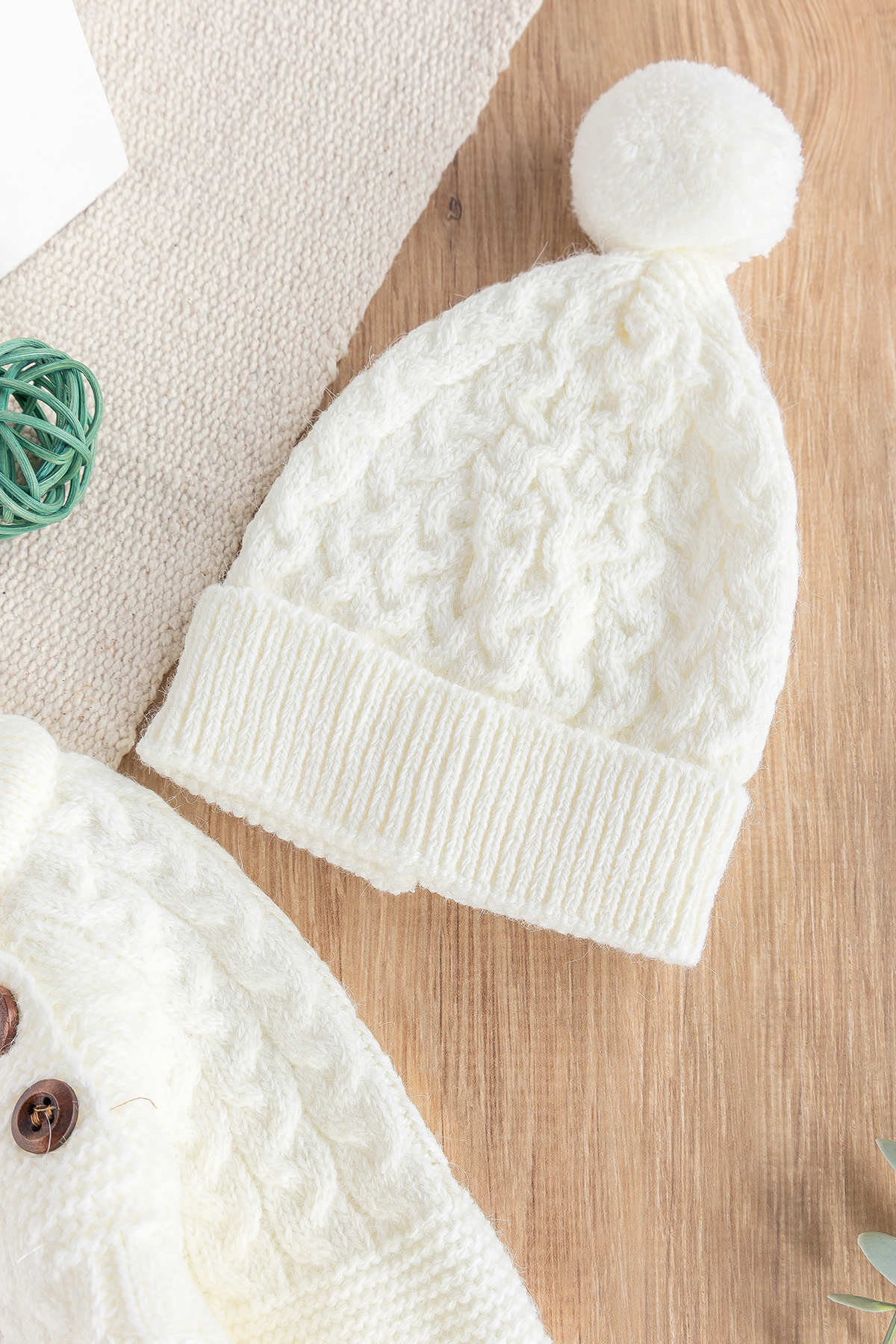 Babymod Erkek Bebek Bereli Triko Kışlık Bebek Takım Şapkalı Bebek Takım fotoğrafı 4 (önizleme)