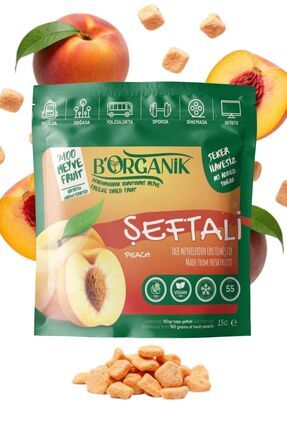 B ORGANİK Şeftali Kuru Meyve Cipsi - Dondurularak Kurutulmuş Freeze Dried Çıt...