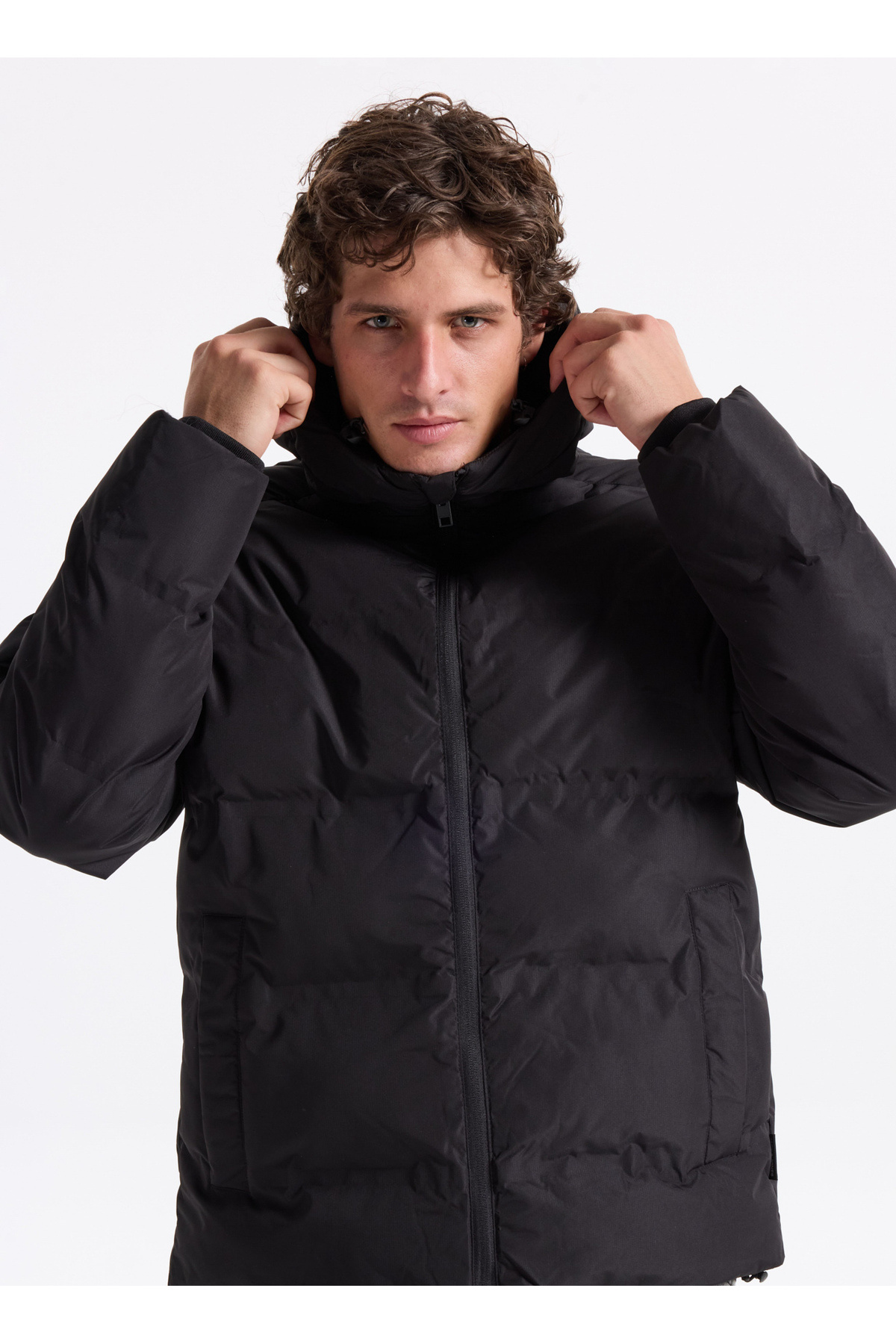 جک اند جونز کت مردانه مشکی 12278749_JJESOHO PUFFER HOOD SN