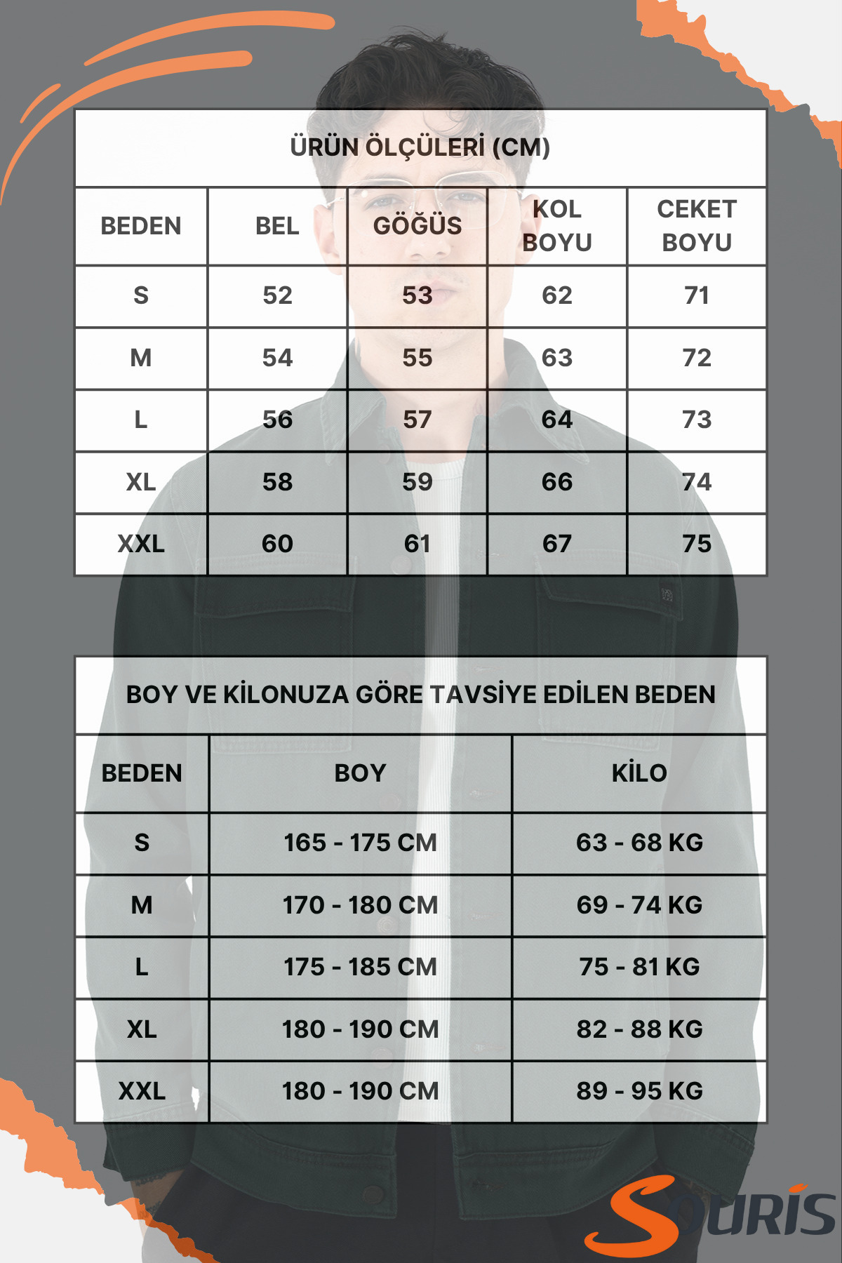 Souris  Erkek Nefti Kot Ceket Relax Fit Rahat Kalıp - Görsel 5