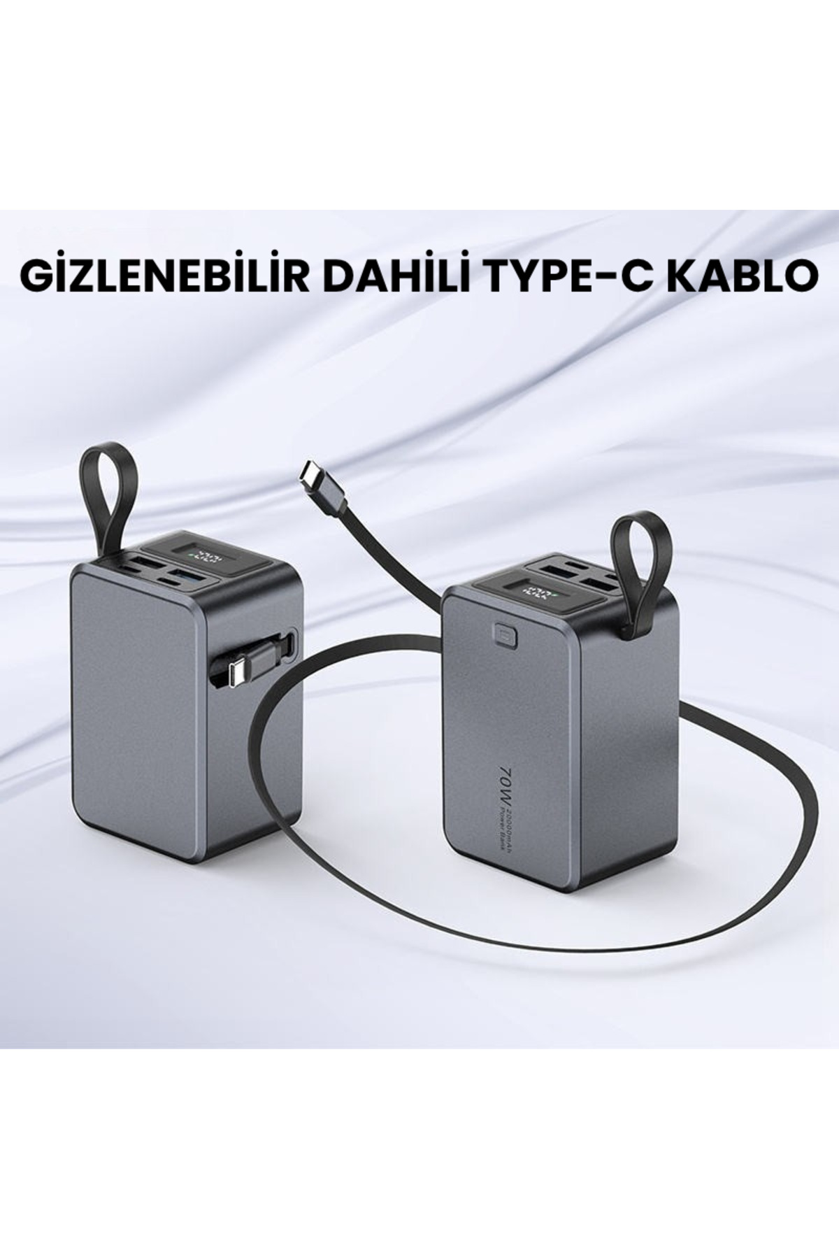 SMAYLİNG 20000 mAh 70W Süper Hızlı Şarj Powerbank – Dahili Type-C