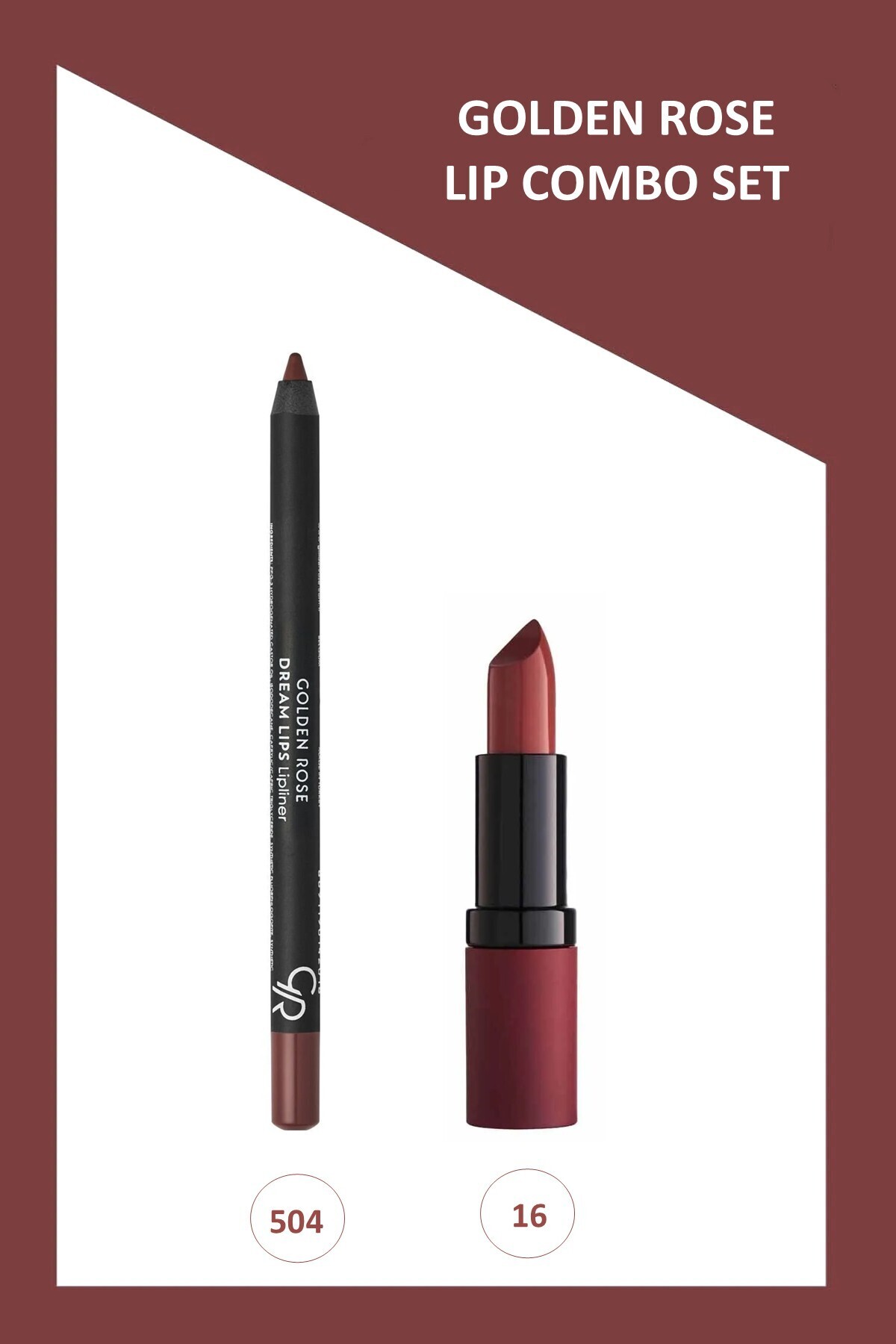 Golden Rose Velvet Matte Lipstick No:16 Ruj & Dream Lips Lipliner No:504 Dudak Kalemi Seti - Fiyatı, Yorumları