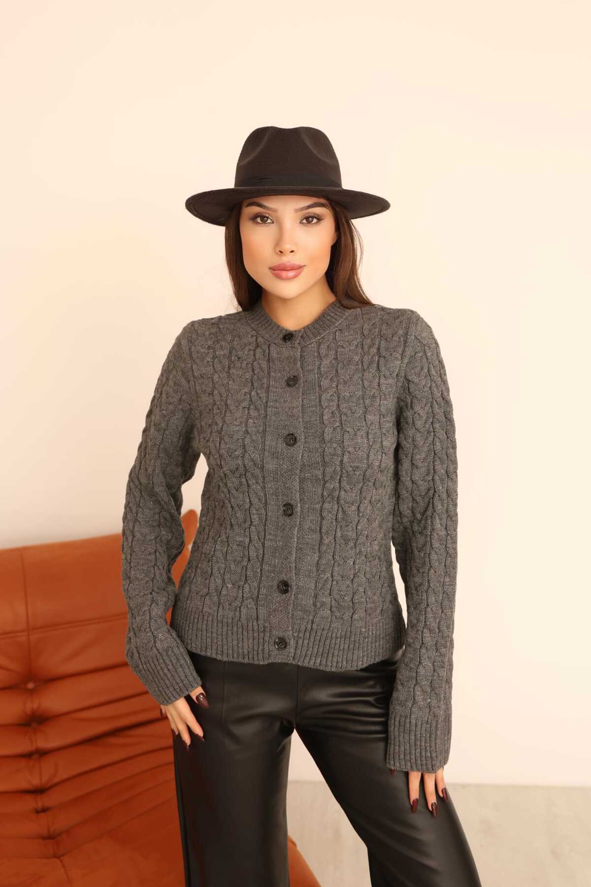 Swc Women's Hair Weave Detailed Buttoned Cardigan