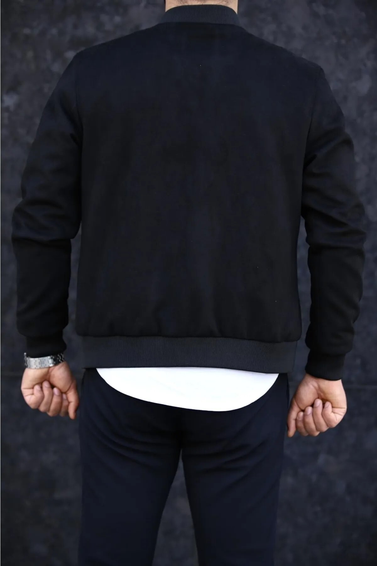 BM BALANCEMODA Erkek Siyah Süet Kolej Yaka Ceket görsel 3