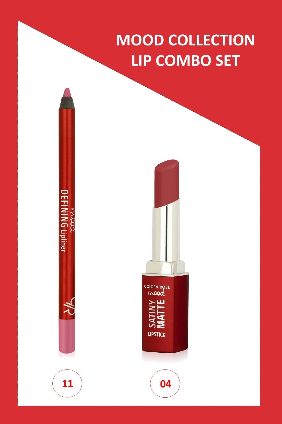 Golden Rose Mood Lip Combo Set - Defining Dudak Kalemi No:11 - Satiny Matte Ruj No:04 - Fiyatı, Yorumları