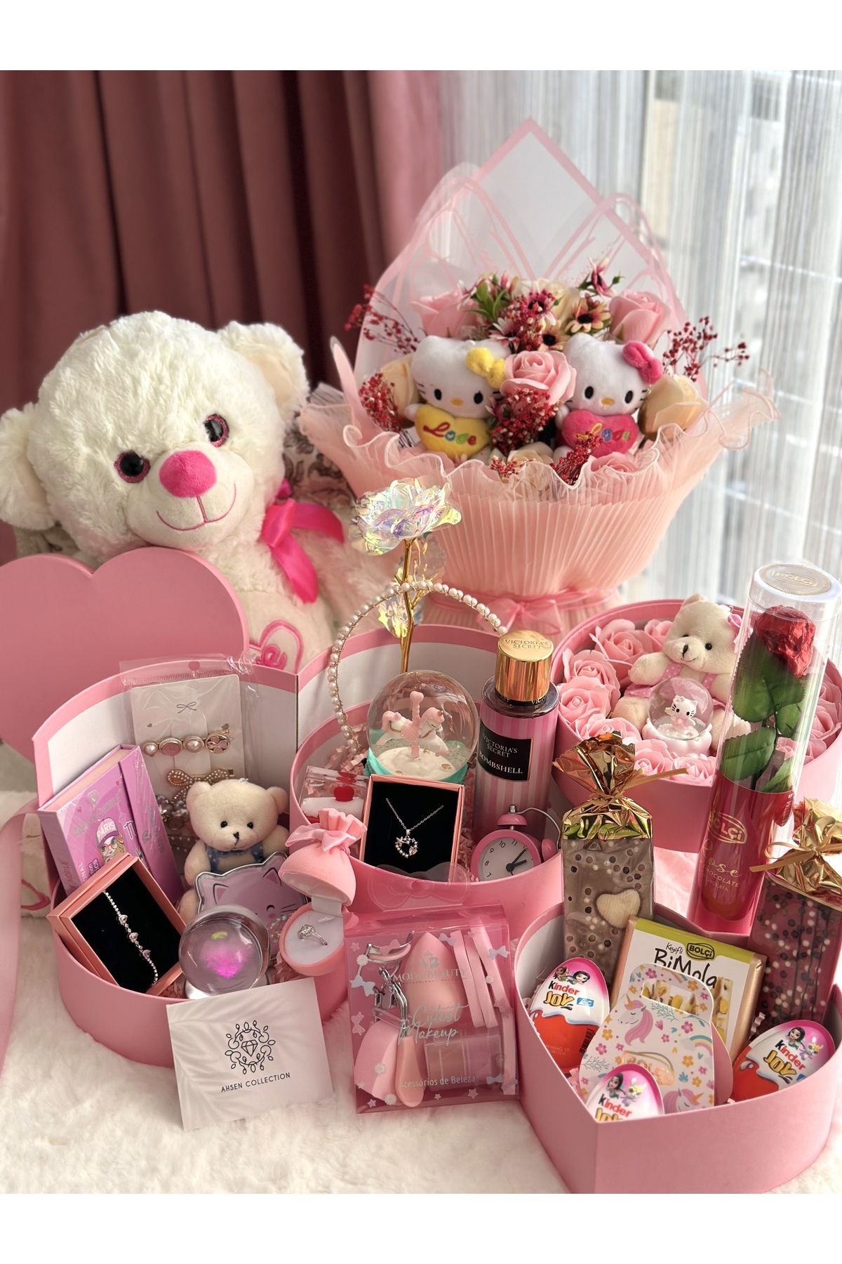 Ahsen Collection Pembe tatlı serisi maksi boy