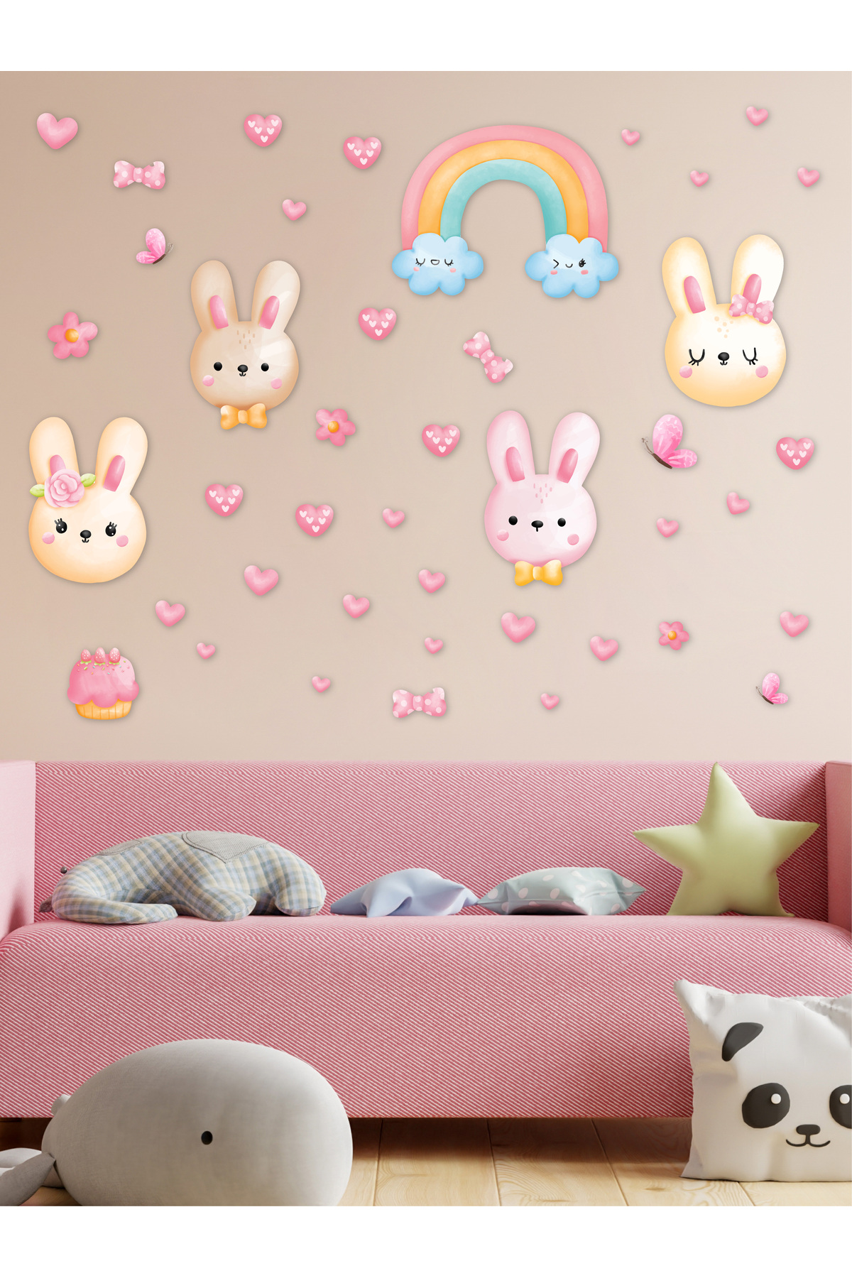 Cute Rabbits Themed Wall Sticker