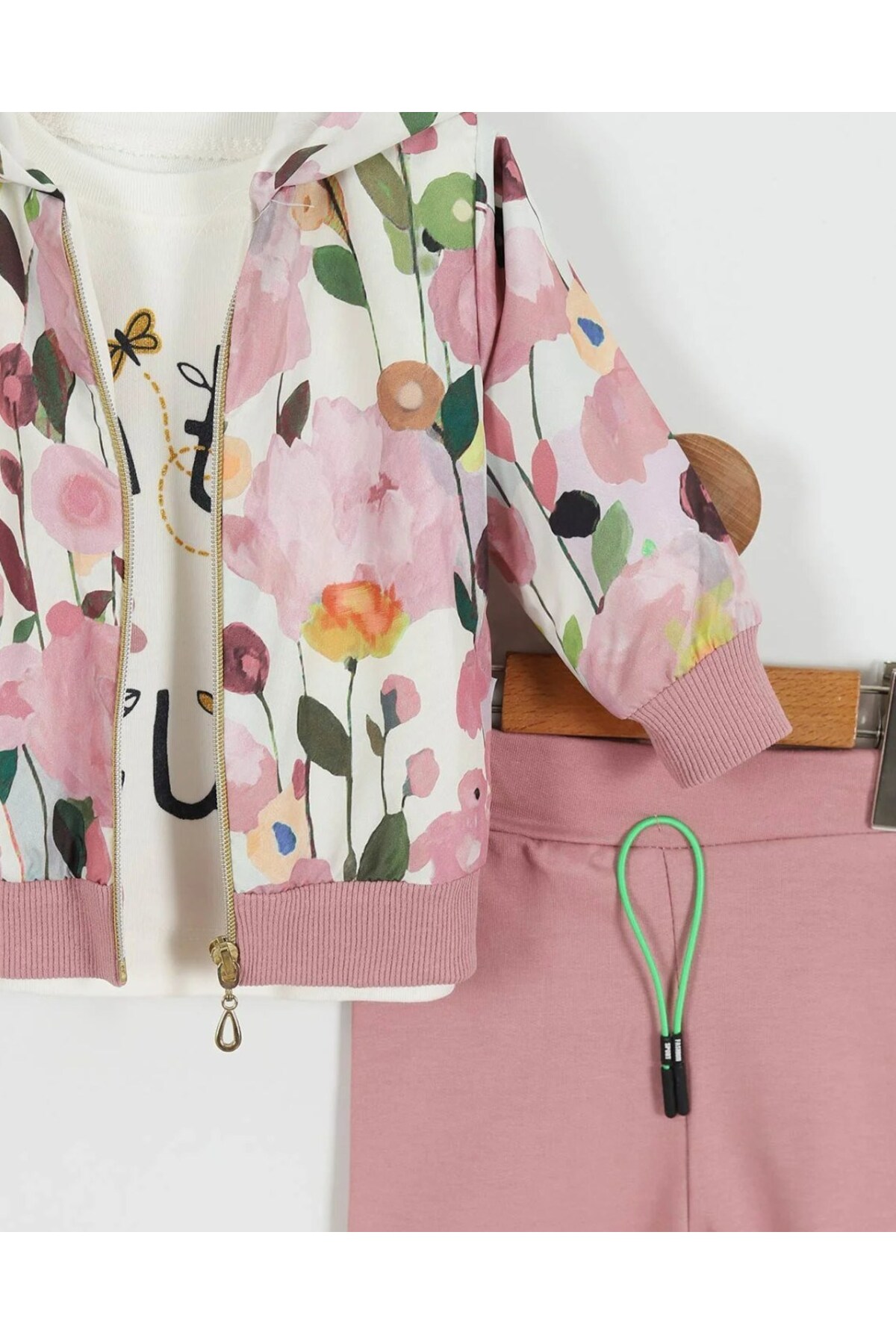 Ege Bebek Kız Bebek Yağmurluklu Kapüşonlu, 3 Parça Mevsimlik Alt Üst Takım l 3-6-9-12-18 Ay fotoğrafı 4 (önizleme)