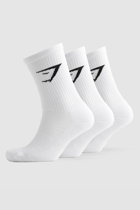 Stylovi GymShark Çorap 3’lü Çift Paket - Beyaz Ultra Rahat Spor Çorap