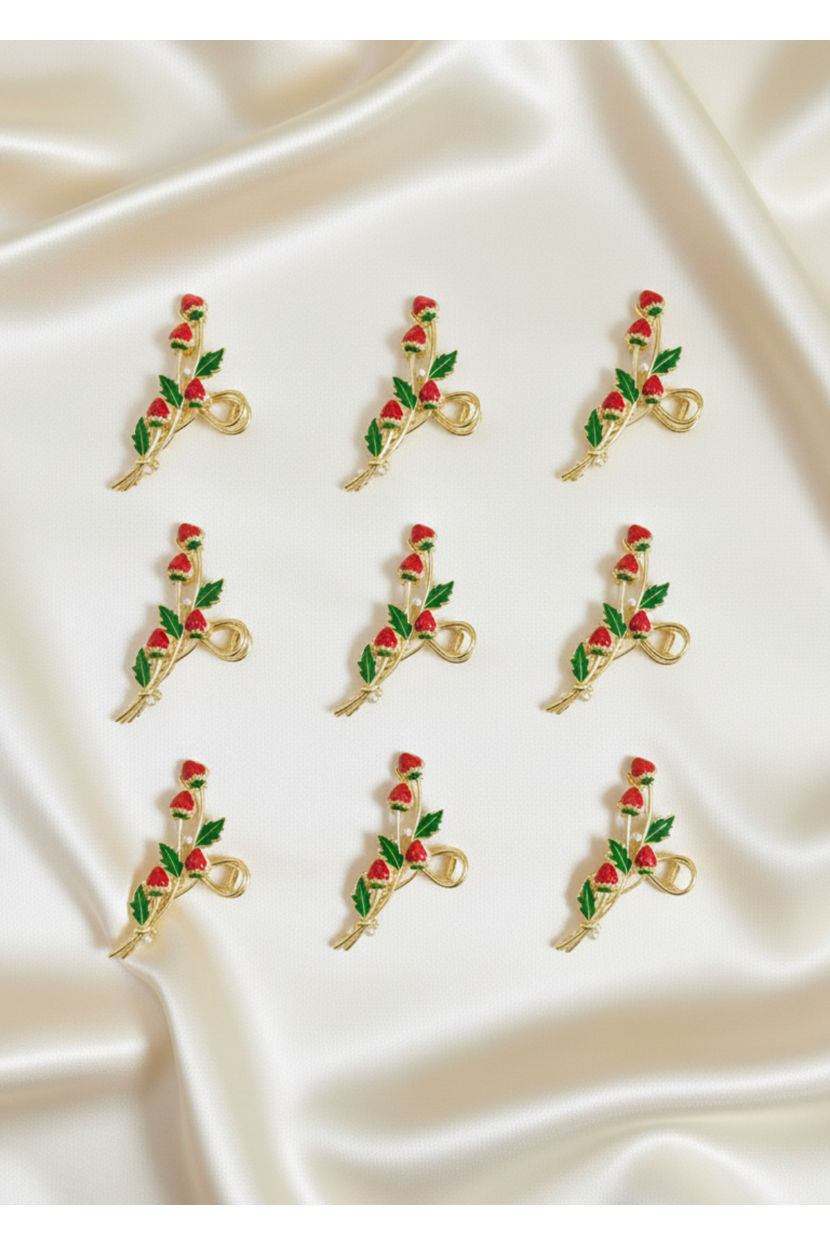 ŞEHRAZAT HANDMADE TASARIM BÜYÜK BOY ÇİLEK FİGÜRLÜ METAL MANDAL SAÇ TOKASI görsel 7