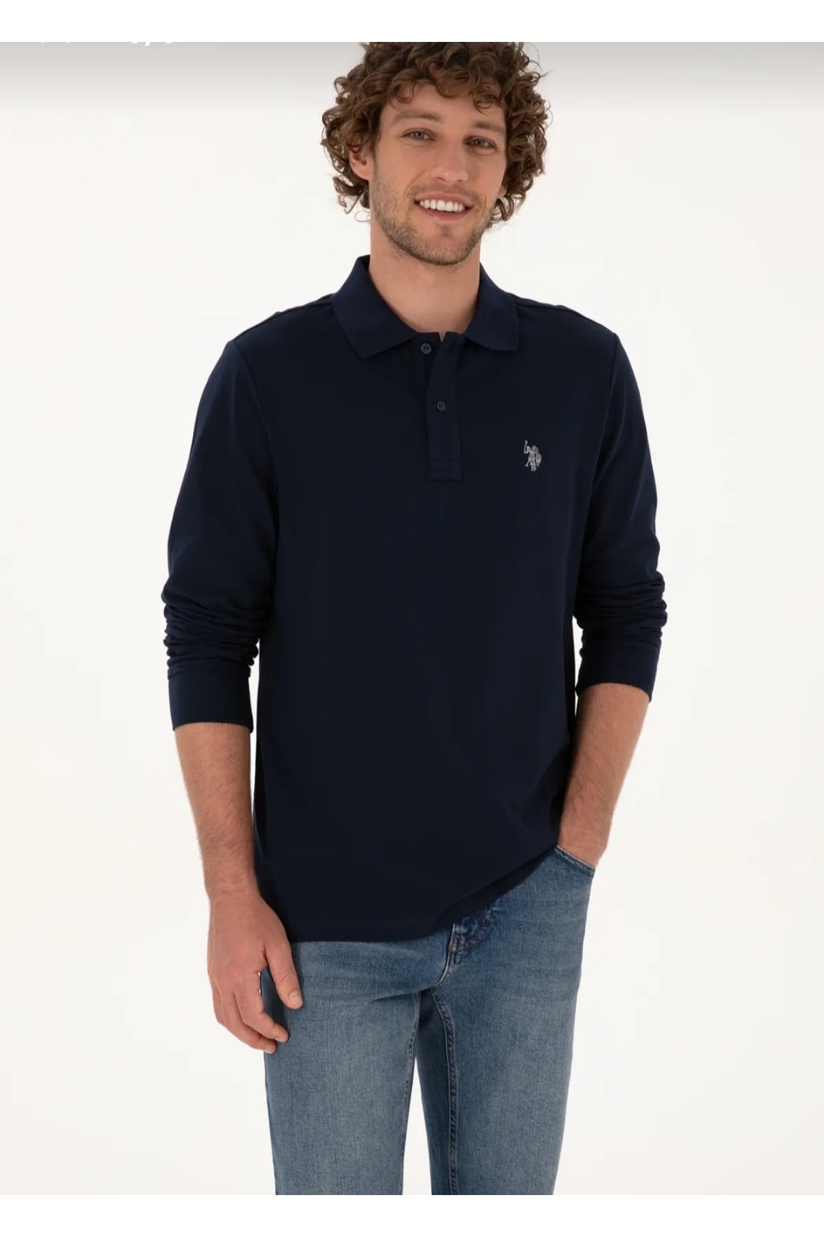 یو اس پولو سویشرت مردانه سرمه‌ای ساده مدل TRENDMOOD