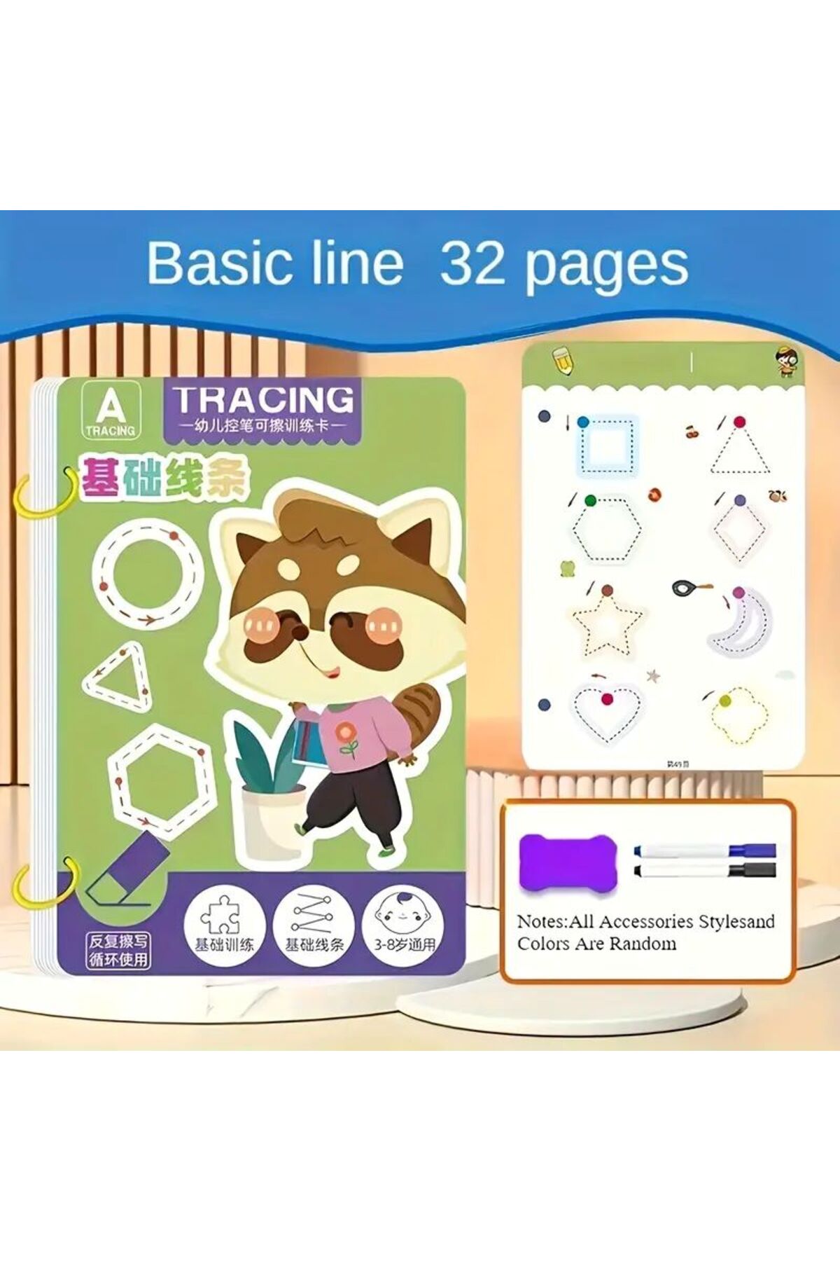 ۳۲ برگ یادداشت آموزشی قابل استفاده مجدد (به همراه ۲ خودکار + ۱ پاک‌کن) قابل پاک شدن