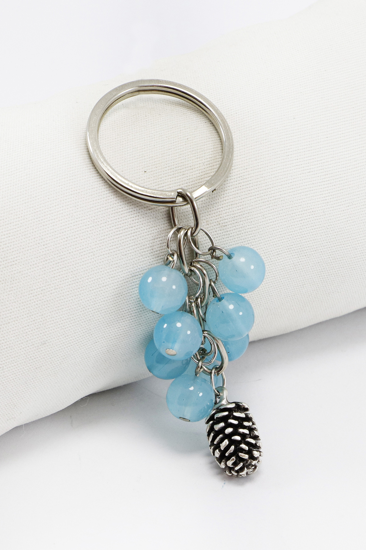 Turquoise Colorful Bunch Cone Shaped Keychain with Apatite, Gift Bag Ornament