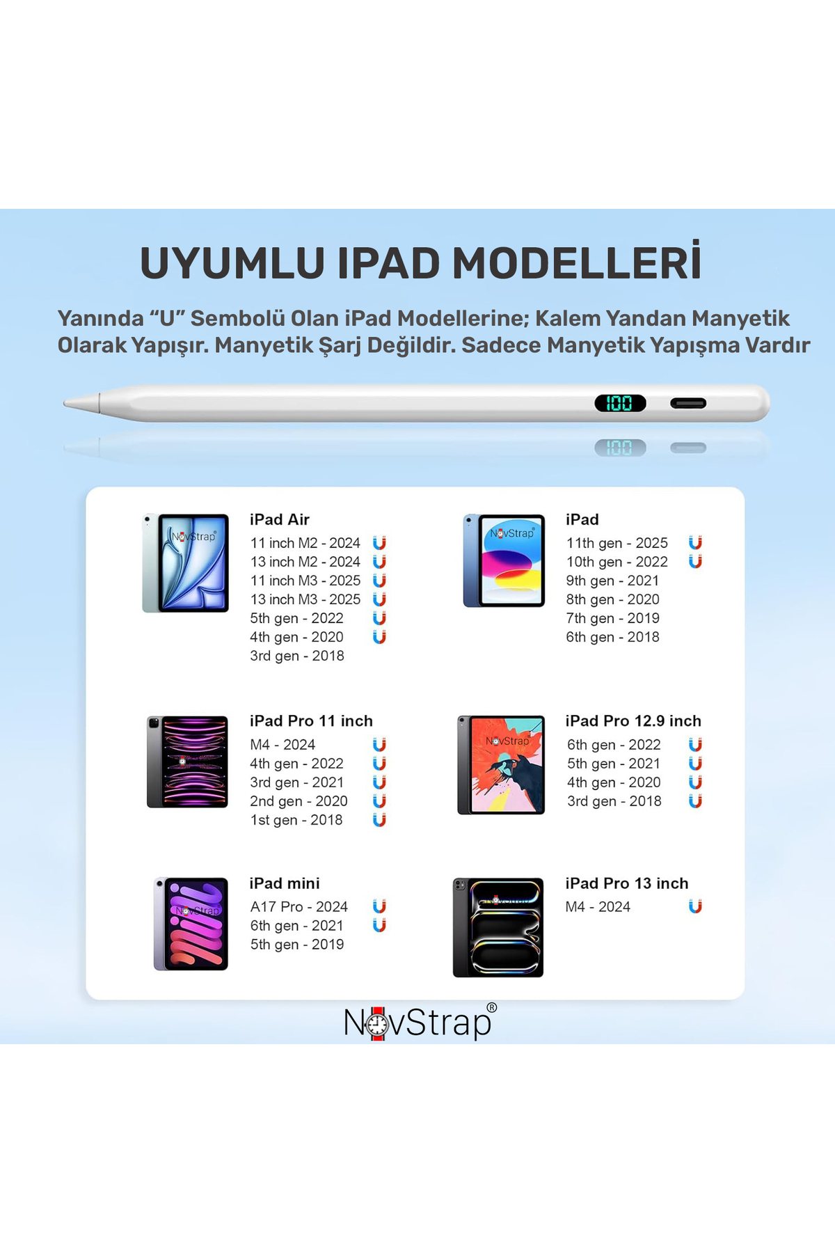 NovStrap Apple iPad Pro 13 (M4) ile Uyumlu Dokunmatik Tablet