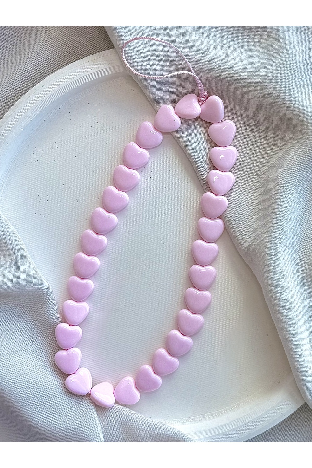 MİRAZ TASARIM PEMBE KALPLİ TELEFON CHARMI TELEFON İPİ BİLEKLİK ASKI