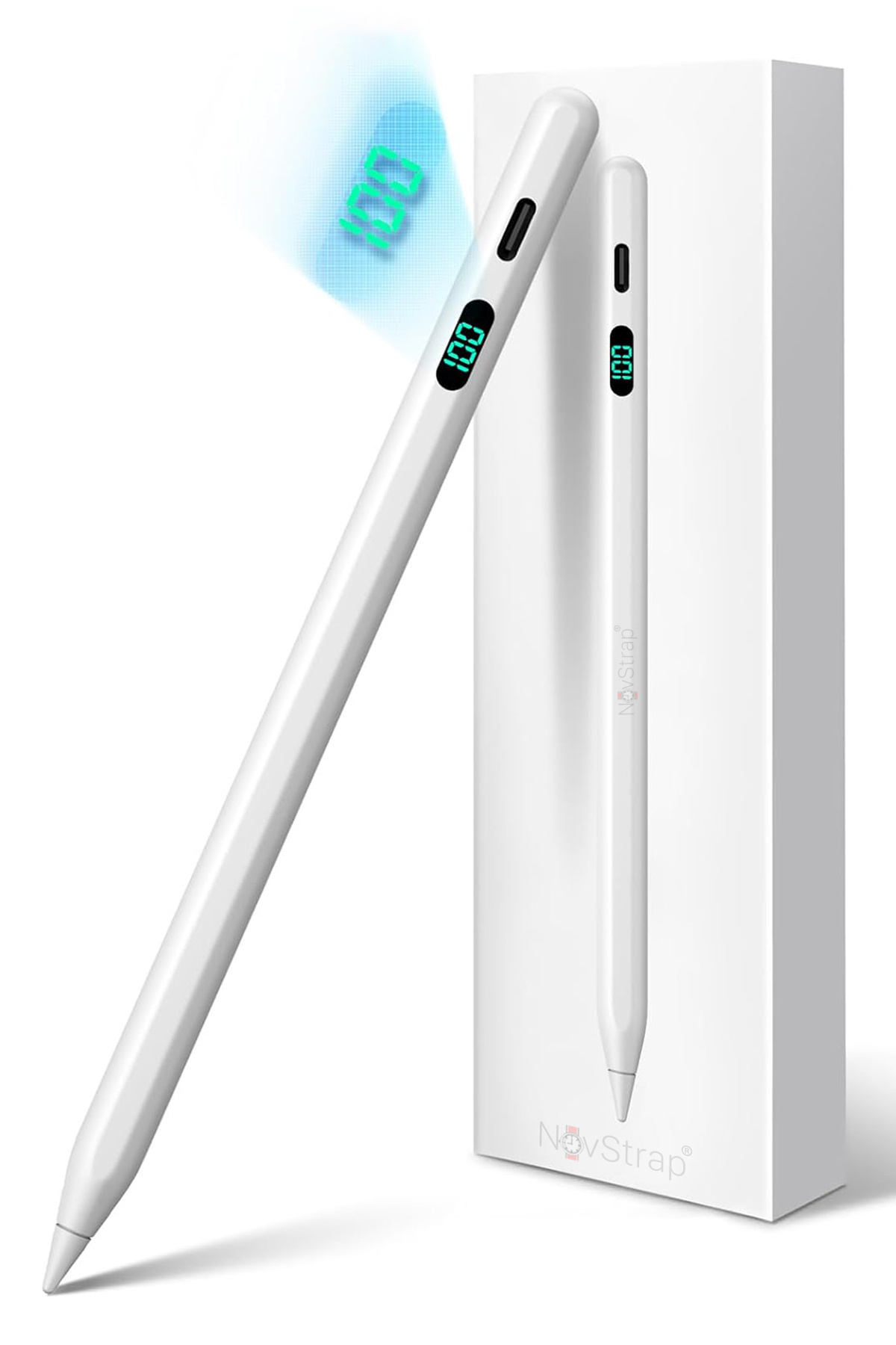 NovStrap Apple iPad Air 13 M2/M3 ile Uyumlu Dokunmatik Tablet Kalemi Pencil DZ915 Şarj Ekranlı Avuç İçi Reddi