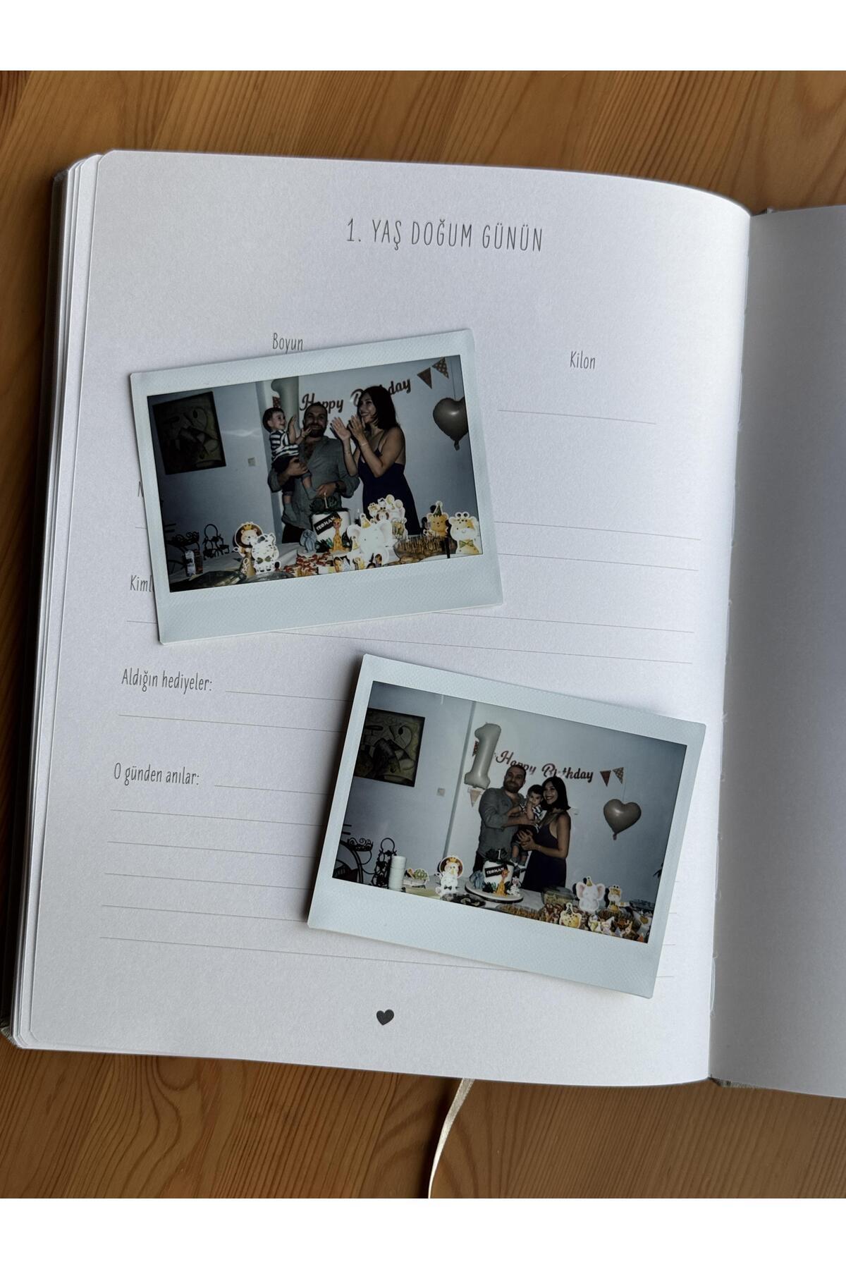 Memories & more Bebek Anı Defteri - Keten Kumaş Kapak & Altın Yaldız Baskılı fotoğrafı 5 (önizleme)