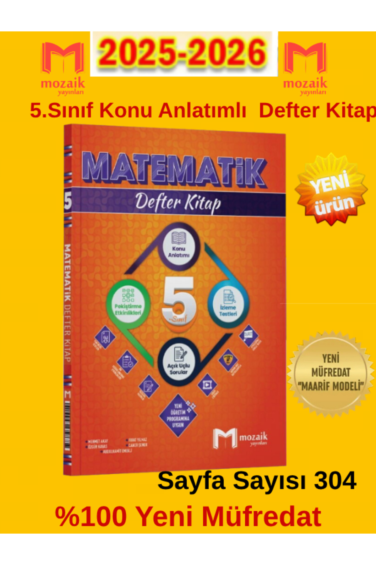 Mozaik Yayınları %100 Maarif Yeni 5.Sınıf Matematik-Türkçe-Fen