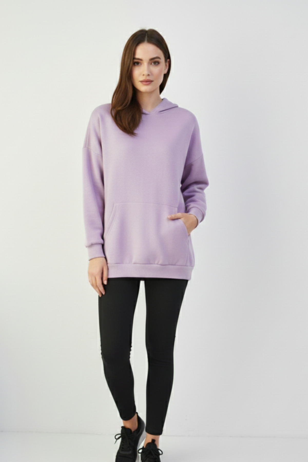 Vengeance Outlet Sırt Leopar Kurdele Desenli Kadın Kapüşonlu Oversize Sweatshirt görsel 2