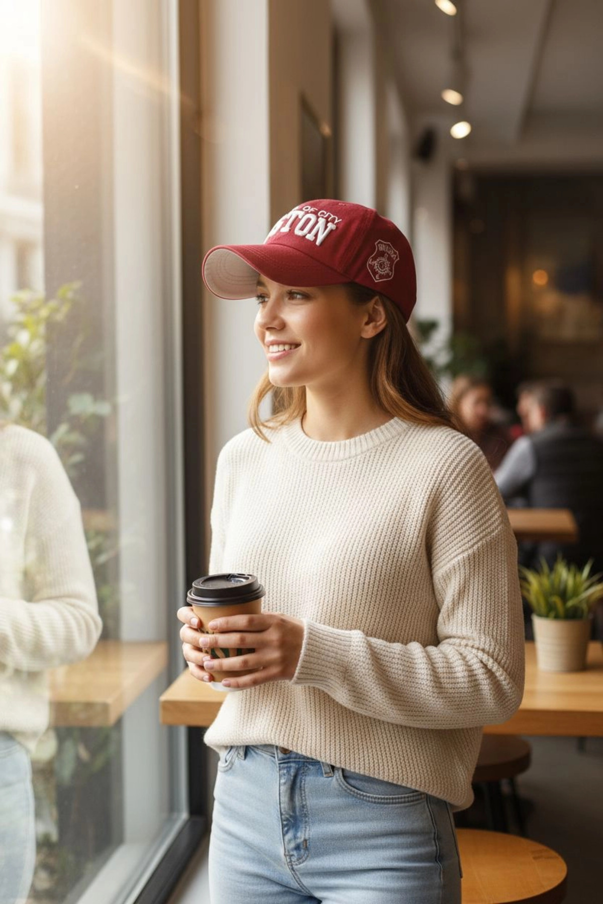 Şapka Market  Boston Vintage Bordo Kep Şapka - Görsel 3