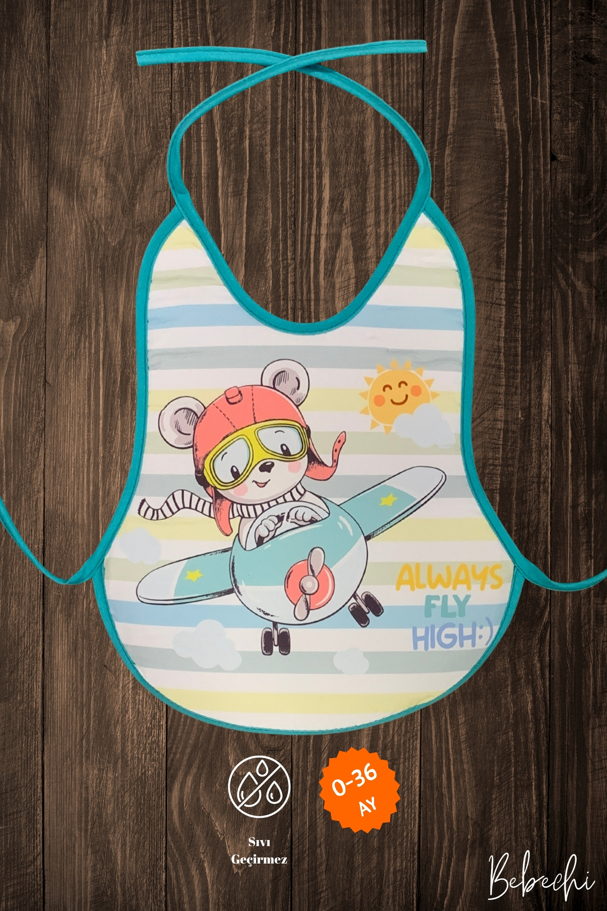 Bebechi 3'Lü Set Baskılı Ekonomik Boy Mix Sıvı Geçirmez Armut Önlük Mama ve Aktivite Önlüğü(0-36 Ay) fotoğrafı 2 (önizleme)