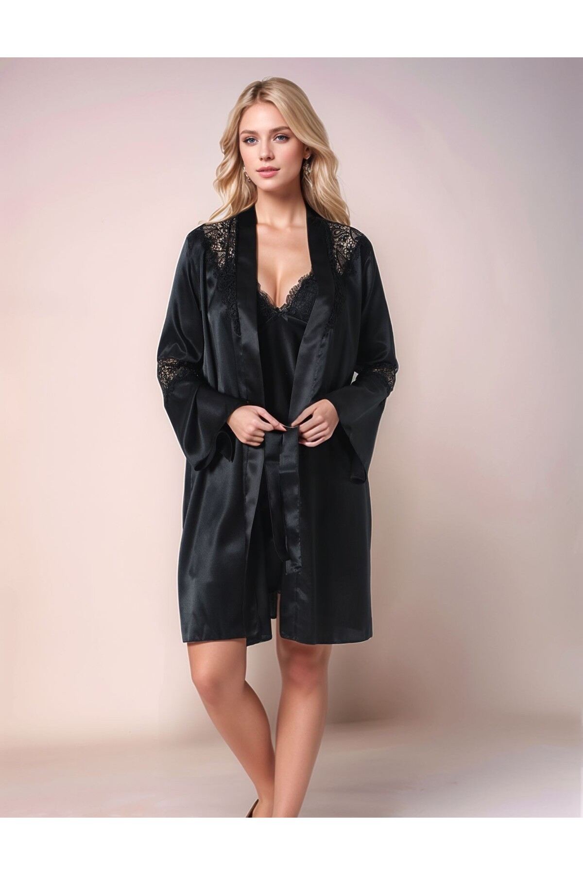 Loule 6'lı Kadın Sabahlık & Gecelik & Pijama Takımı Saten Çeyizlik Seti OL.AL.8680.001