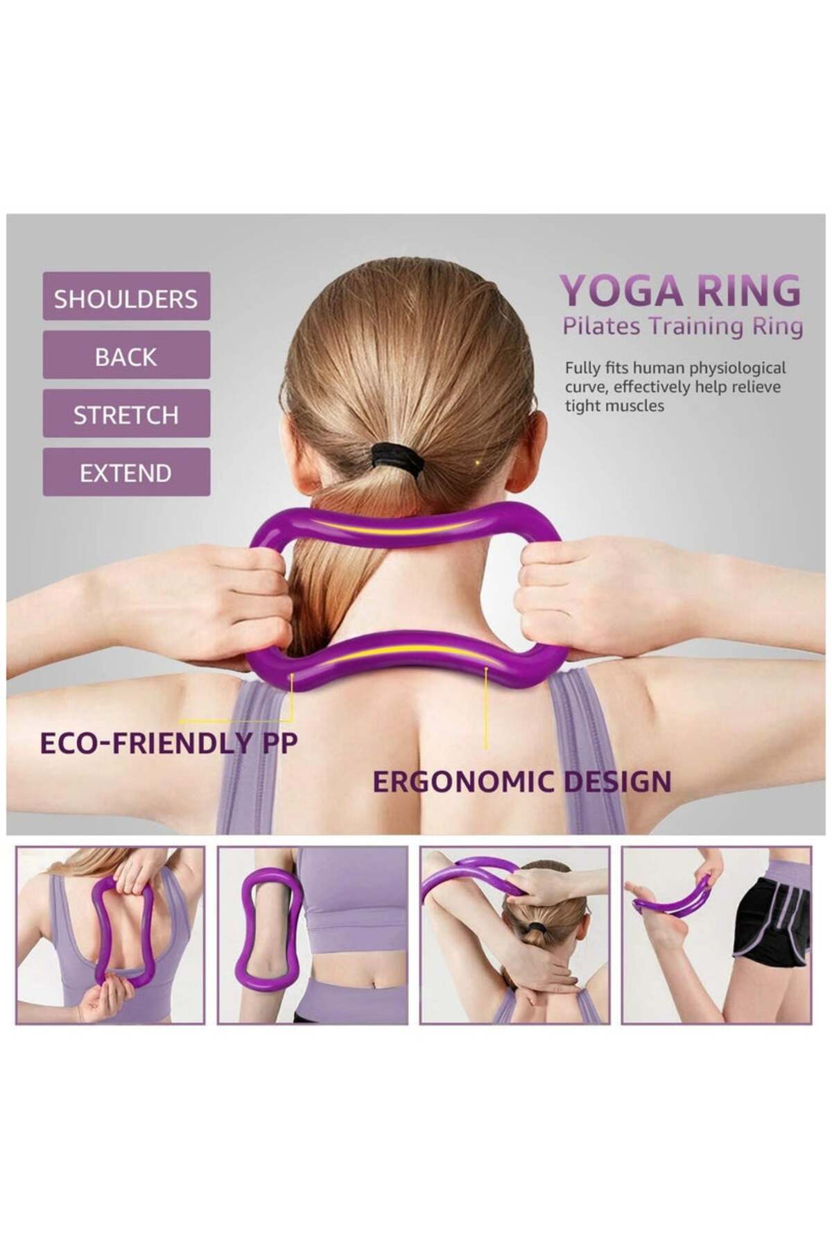 مجموعة بيلاتيس ويوجا من 5 قطع - حلقة، كرة، شريط وح...