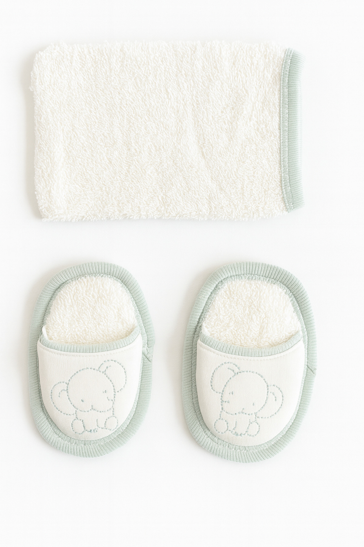 mini mia 100% Pamuklu Sevimli Filli Pamuklu Bebek Bornoz Seti 0-2 Yaş fotoğrafı 3 (önizleme)