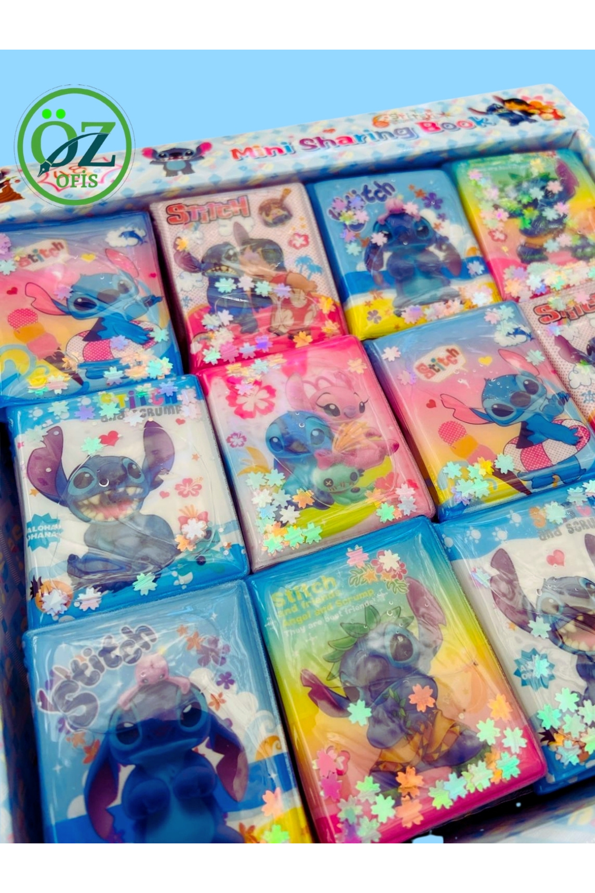 ÖZ OFİS Stitch 3 Adet Mini Sulu Sticker Defteri 300+ Stickerlı Stitch Defter (T-340)