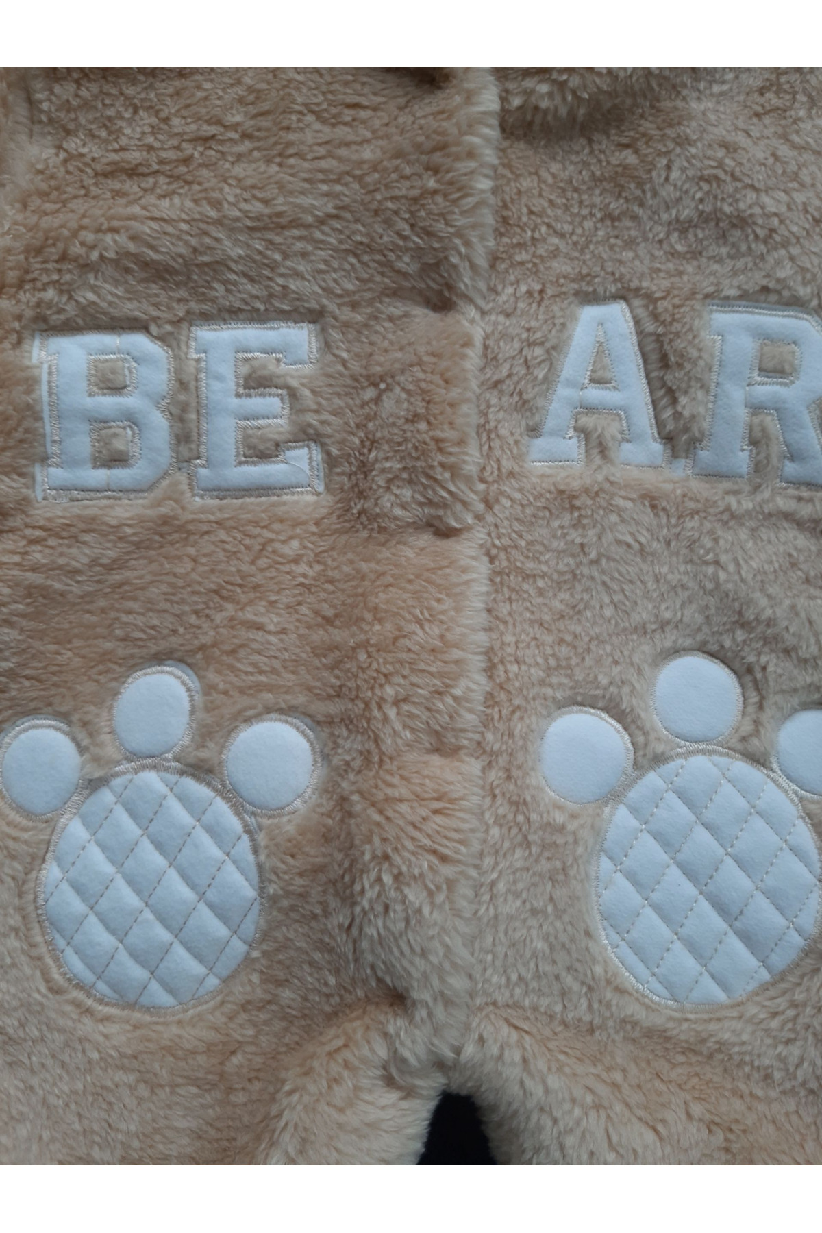 eomix kids Bebek tulum kışlık welsoft peluş şapkalı ayı figürü nakışlı fotoğrafı 3 (önizleme)