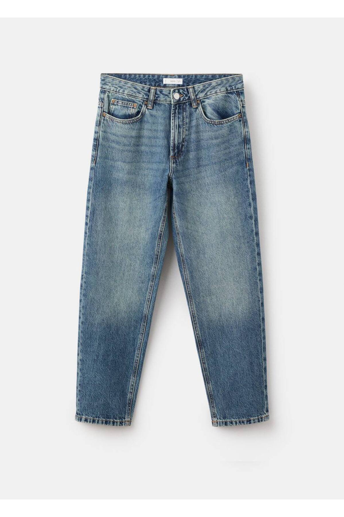 Mango Teen Düz kesimli pamuklu jean pantolon görsel 3