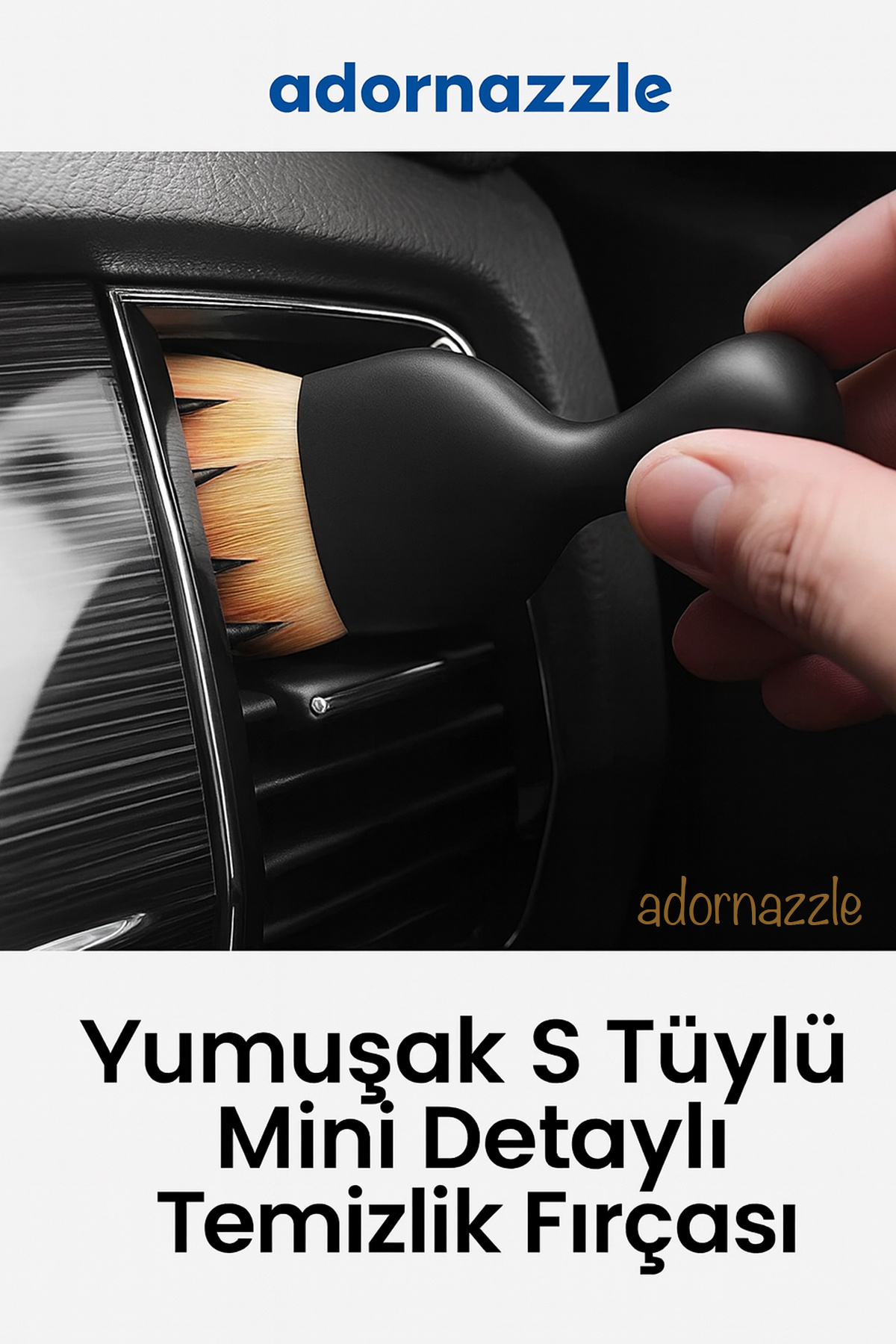 adornazzle Yumuşak S Tüylü Mini Detaylı Temizlik Fırçası, Araç Oto Temizleme Fırçası, Klima Fırçası