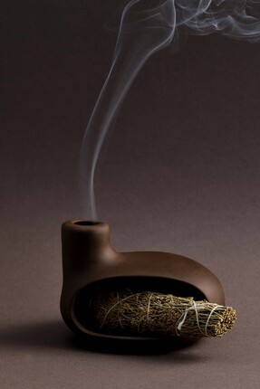 Yel Studios El Yapımı Modern Kahverengi Orta Boy Seramik Tütsülük