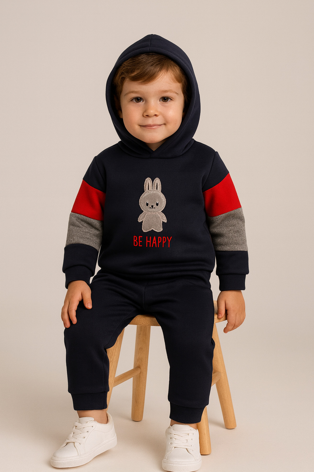 Oz Baby Kışlık 2-5 Yaş Unisex Skuba Kumaş Polar Astarlı Tavşan Nakışlı Bebek ve Çocuk Eşofman Takımı