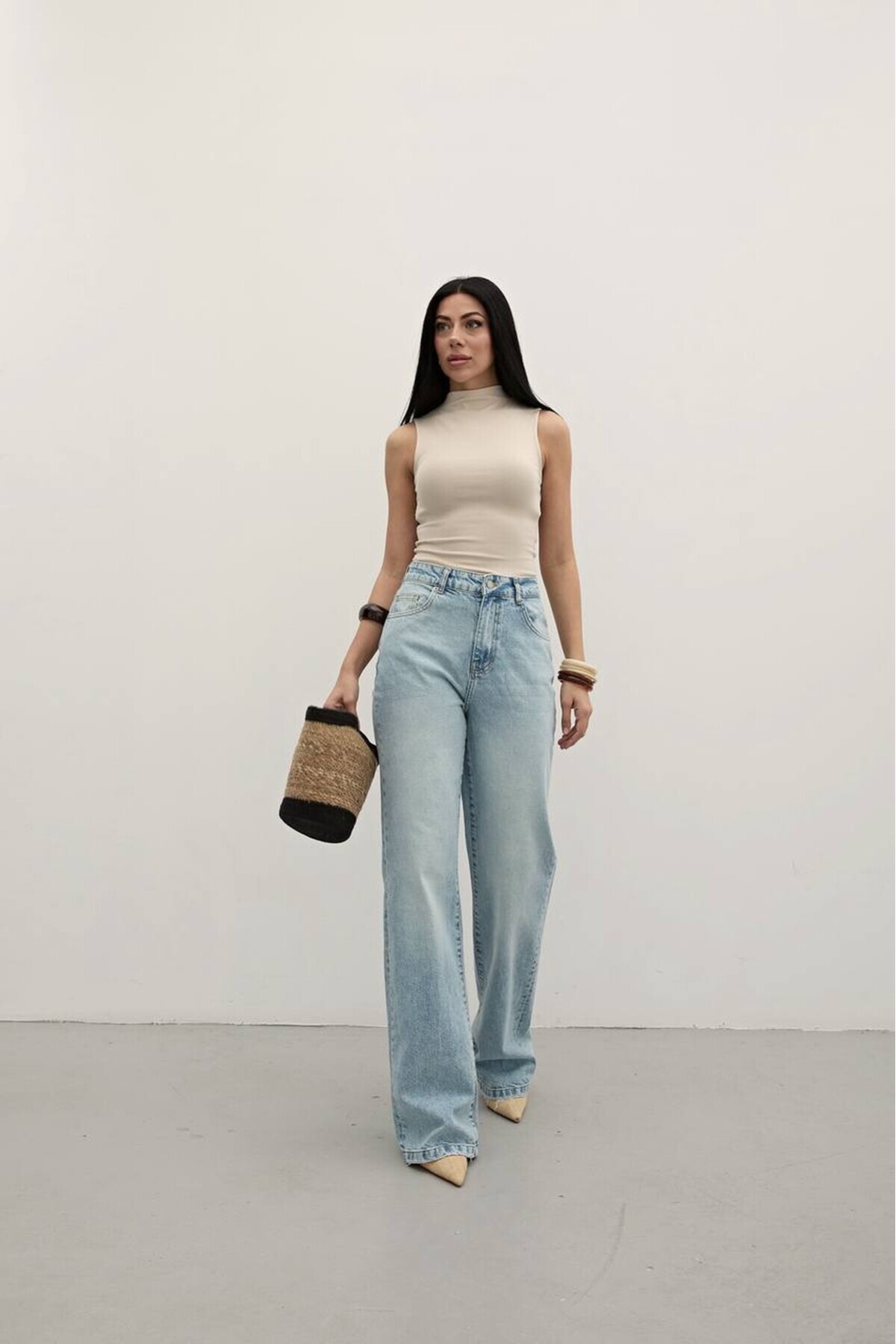 ZDN JEANS Kadın Straight Fit Buz Mavi Jean W-1701 görsel 2