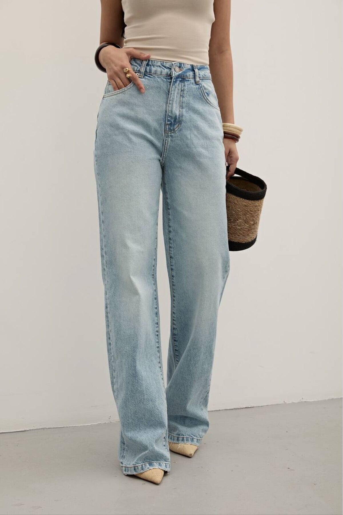 ZDN JEANS Kadın Straight Fit Buz Mavi Jean W-1701 görsel 5