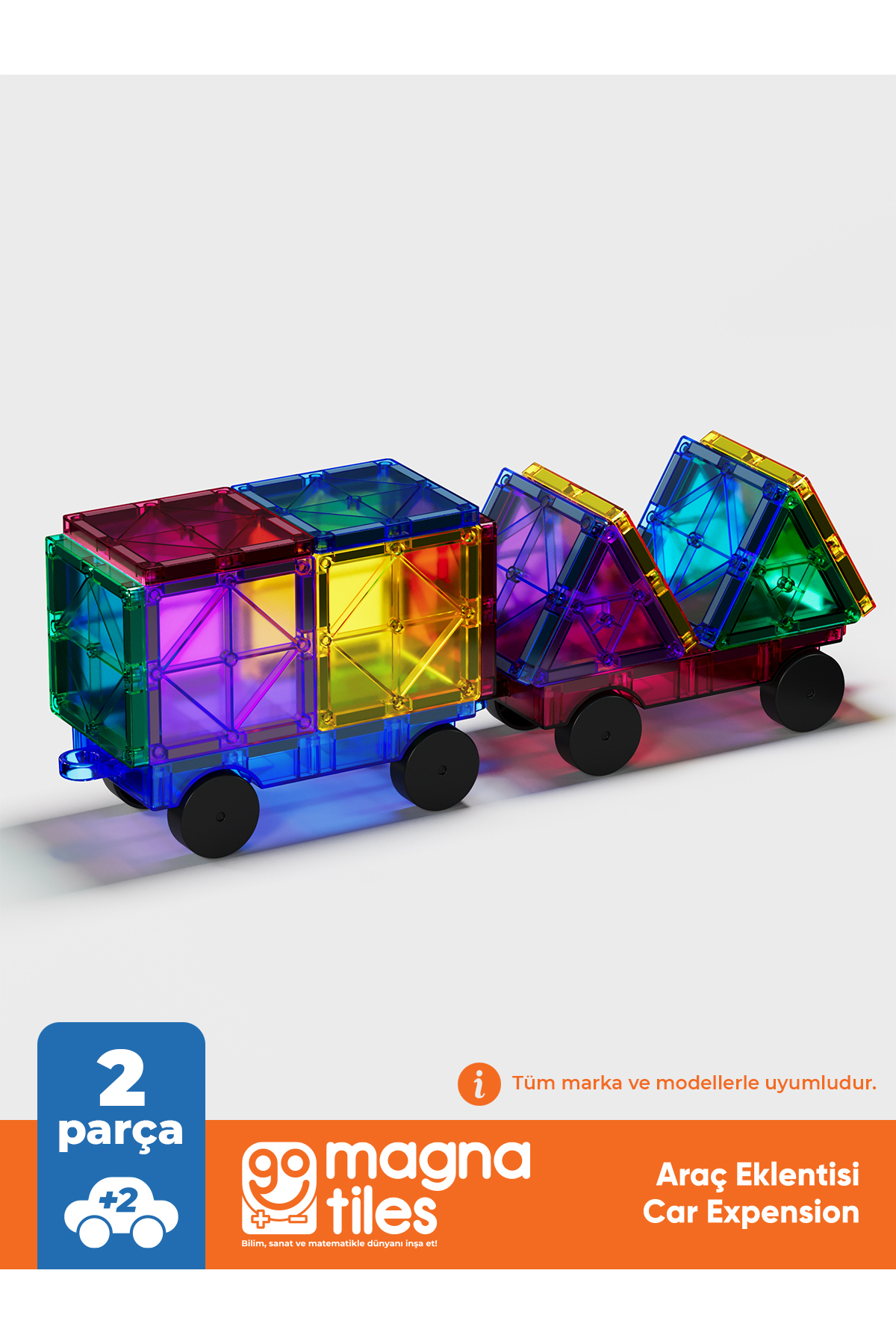 Go Toys Go Magna-Tiles 2 Adet Araba Eklentisi Manyetik Oyuncak - Manyetik Yapı Blokları fotoğrafı 2 (önizleme)