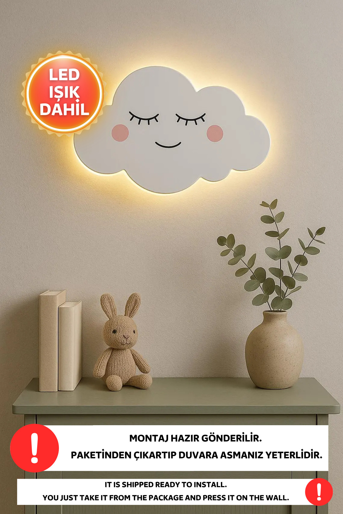 Dekorvin 1 Adet Bulut Gece Lambası Bebek Çocuk Odası Duvar Dekorasyonu Aydınlatma Ahşap Gece Lambası fotoğrafı 3 (önizleme)