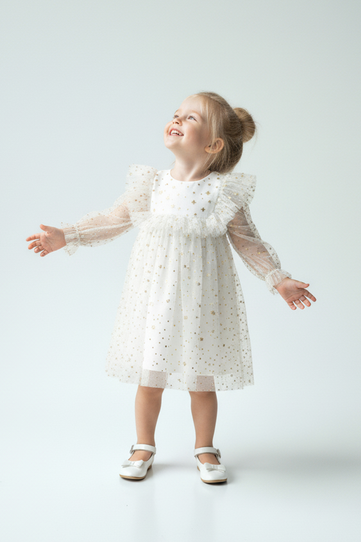 Baby Animals Kız Bebek Elbise Kız Çocuk Elbise Doğum Günü Parti Düğün Elbise Uzun Kollu Astarlı Elbise fotoğrafı 3 (önizleme)