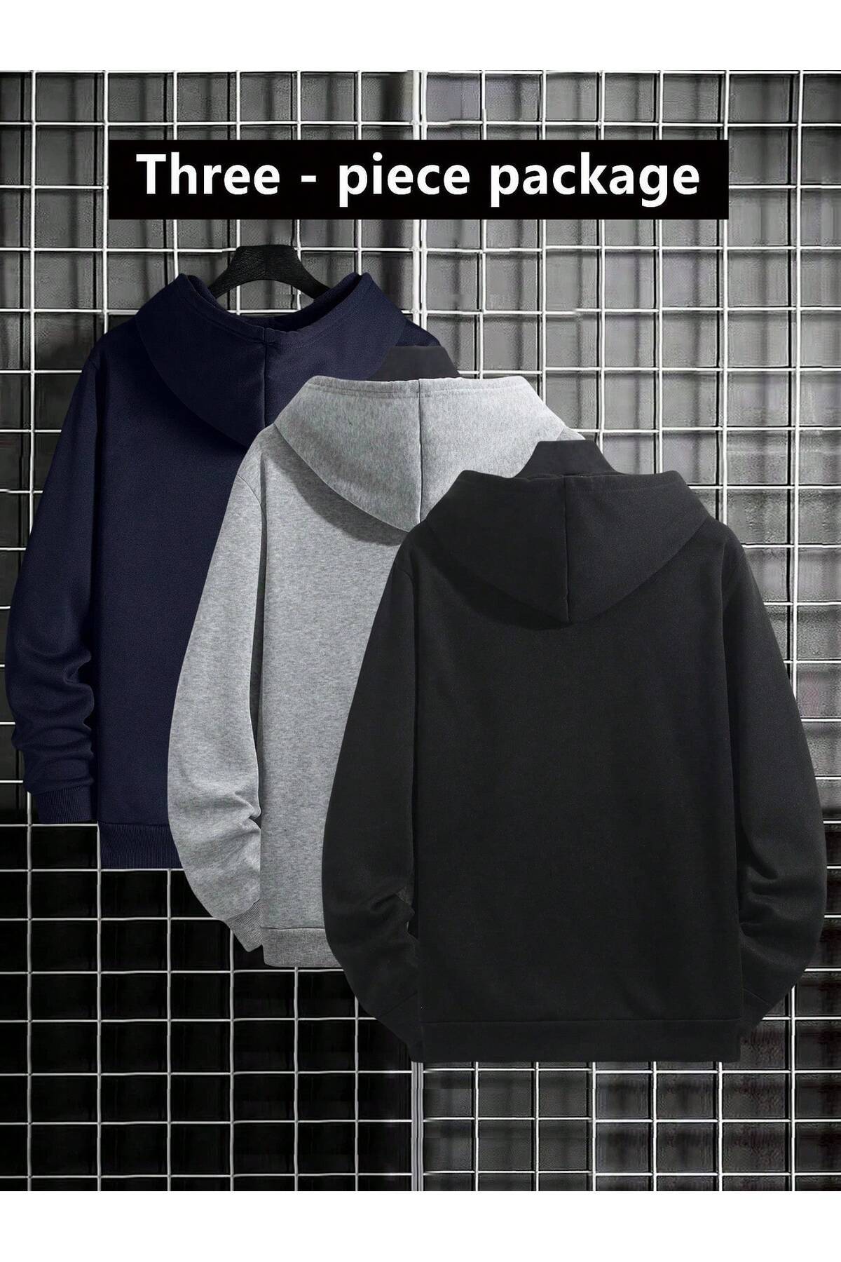 EYAX MODA 3'lü Avantaj Set Kapüşonlu Sweatshirt görsel 2