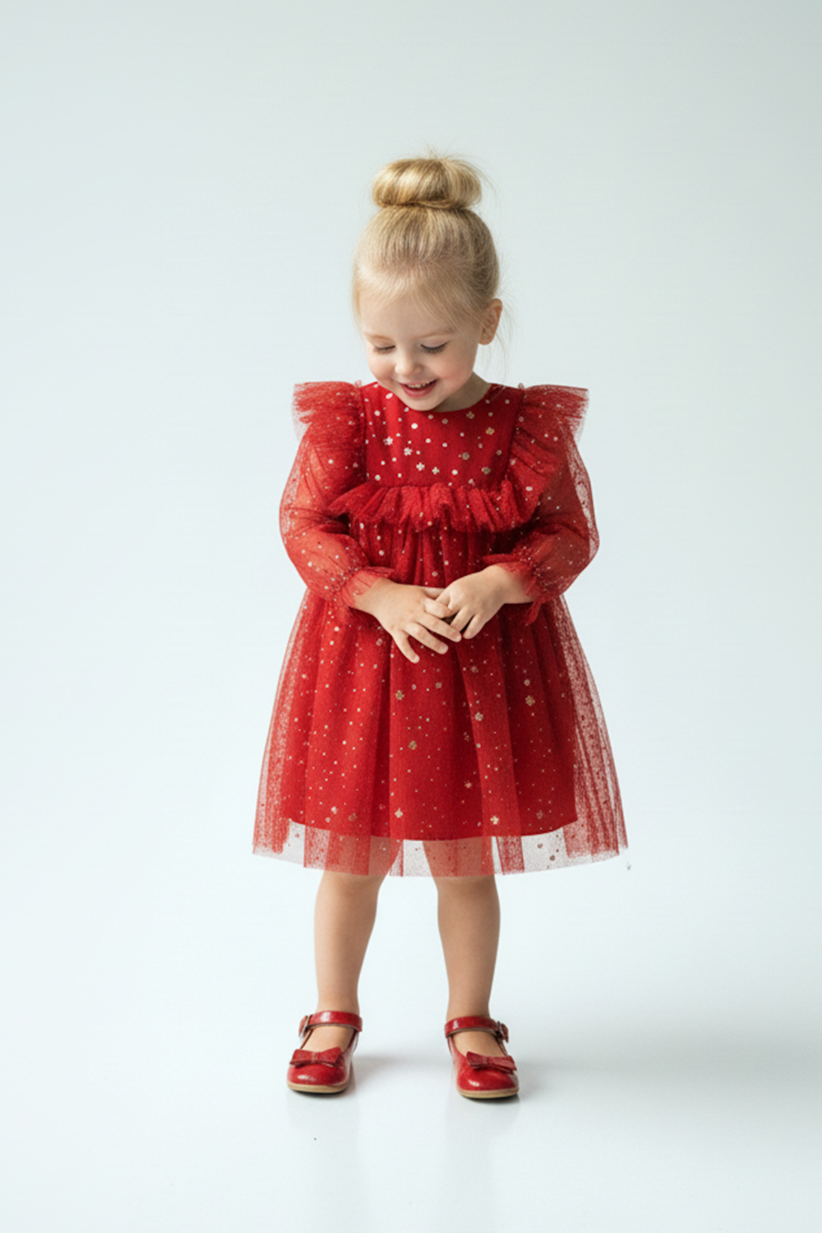 Baby Animals Kız Bebek Elbise Kız Çocuk Elbise Doğum Günü Parti Düğün Elbise Uzun Kollu Astarlı Elbise fotoğrafı 5 (önizleme)