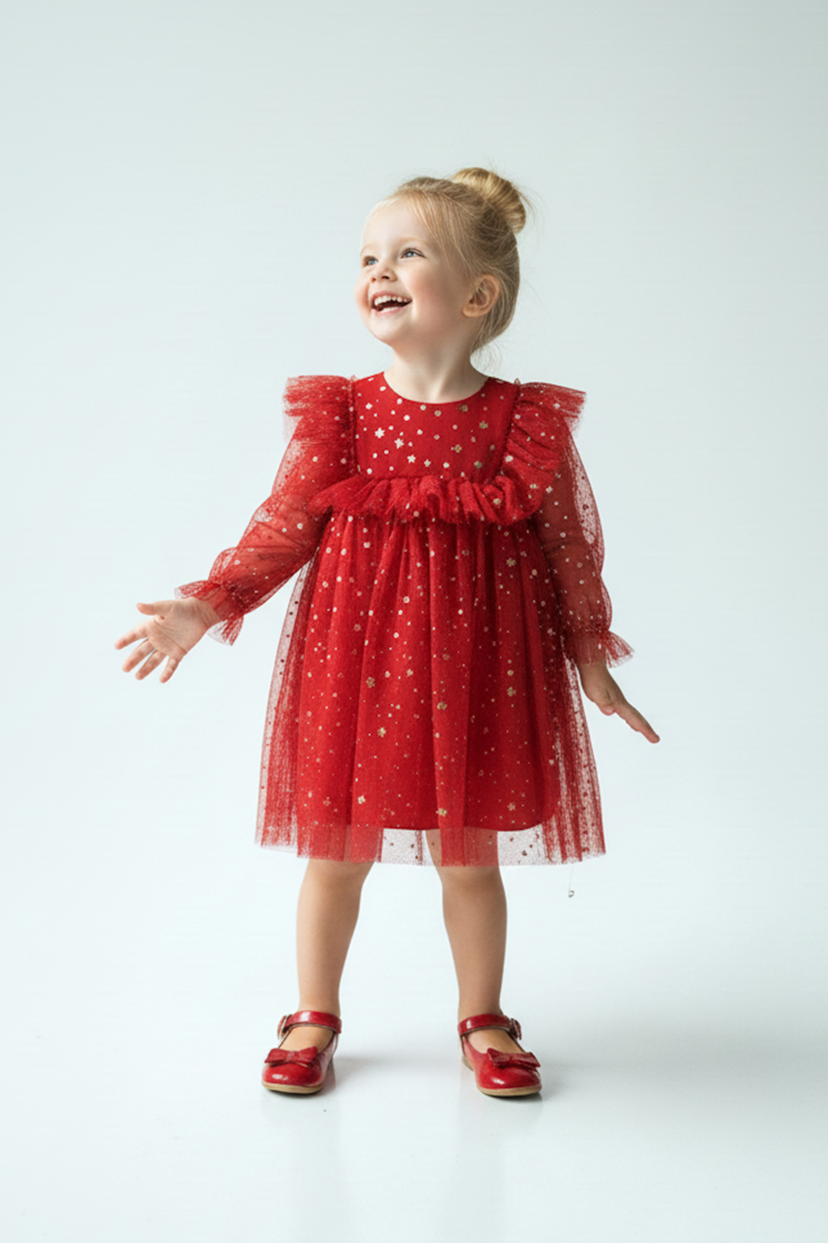 Baby Animals Kız Bebek Elbise Kız Çocuk Elbise Doğum Günü Parti Düğün Elbise Uzun Kollu Astarlı Elbise fotoğrafı 4 (önizleme)