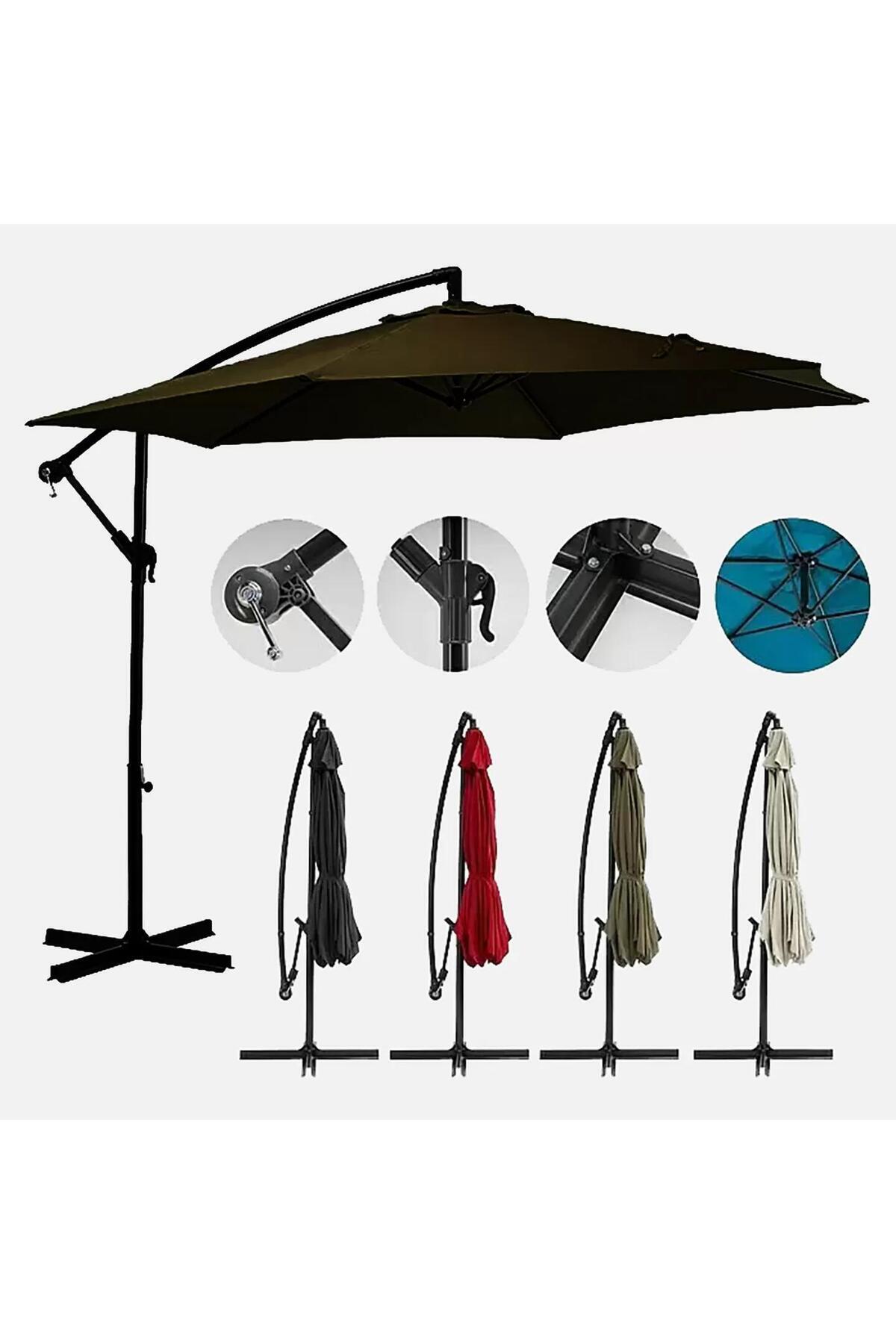 Sunfun Toscana 300 cm Premium Bahçe Şemsiyesi – 6 Renk Seçeneği – Ayaklı & Katlanır Gölgelik