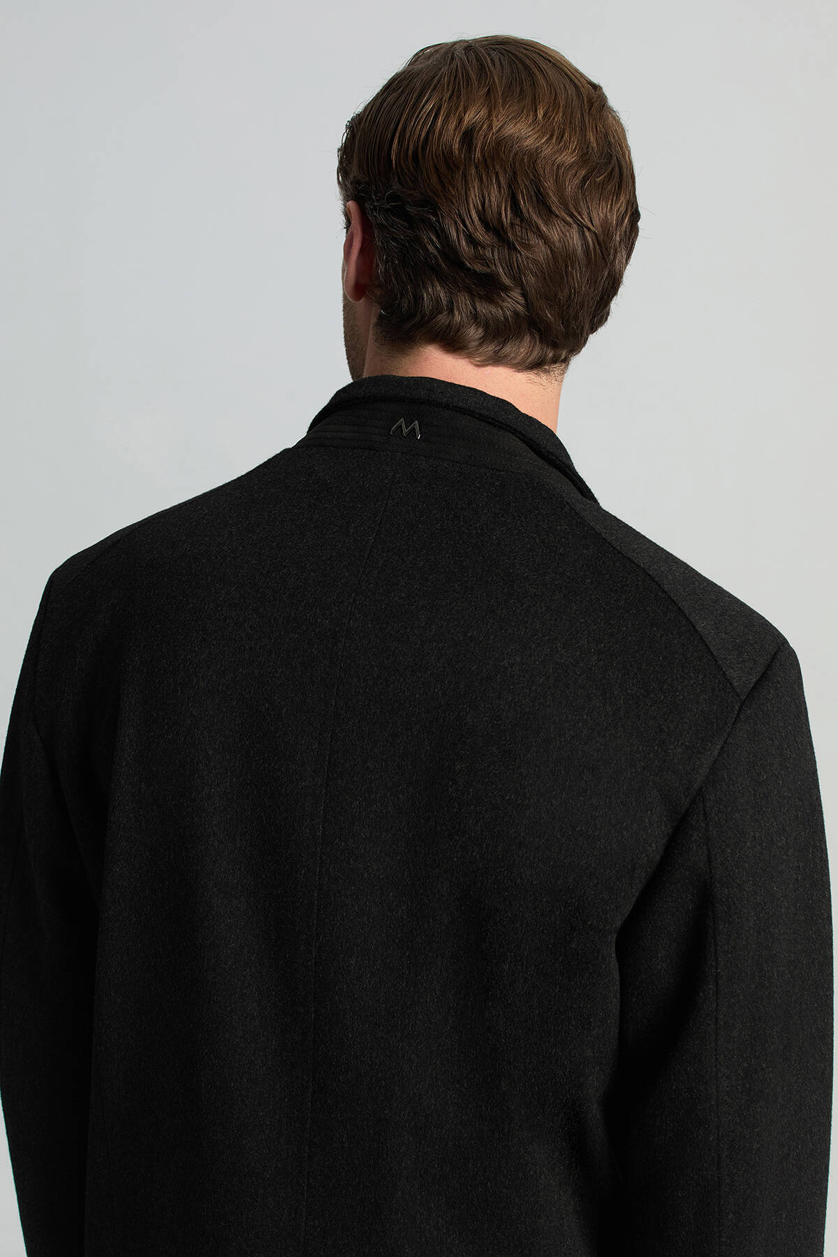 Hemington  İtalyan Saf Yün Fermuar Detaylı Antrasit Palto - Görsel 5