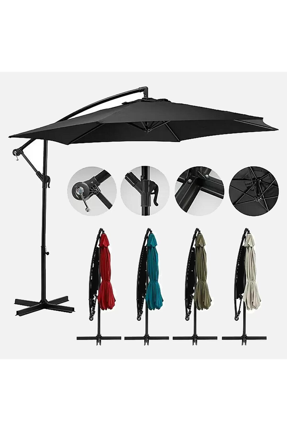 Sunfun Toscana 300 cm Premium Bahçe Şemsiyesi – 6 Renk Seçeneği – Ayaklı & Katlanır Gölgelik