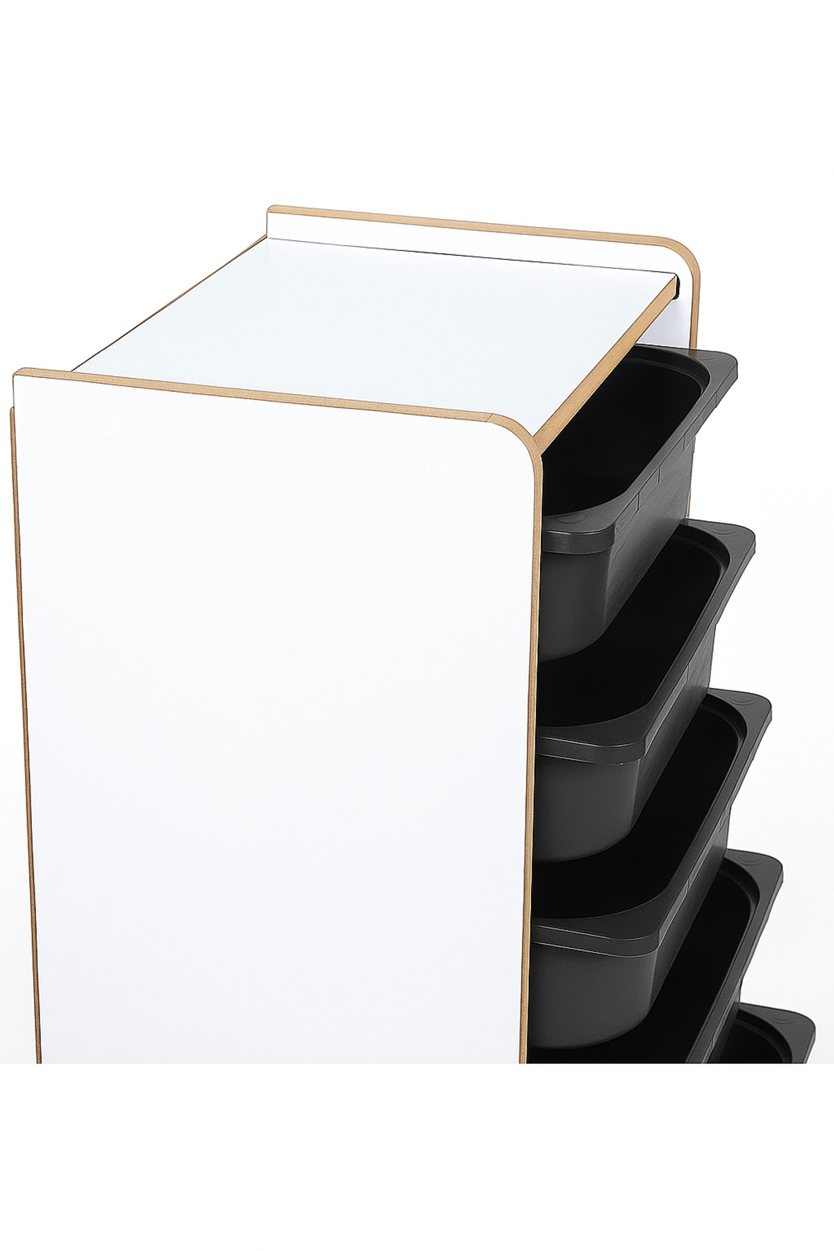 Industrial Living Beyaz MDF Montessori Oyuncak Dolabı – 6 Siyah