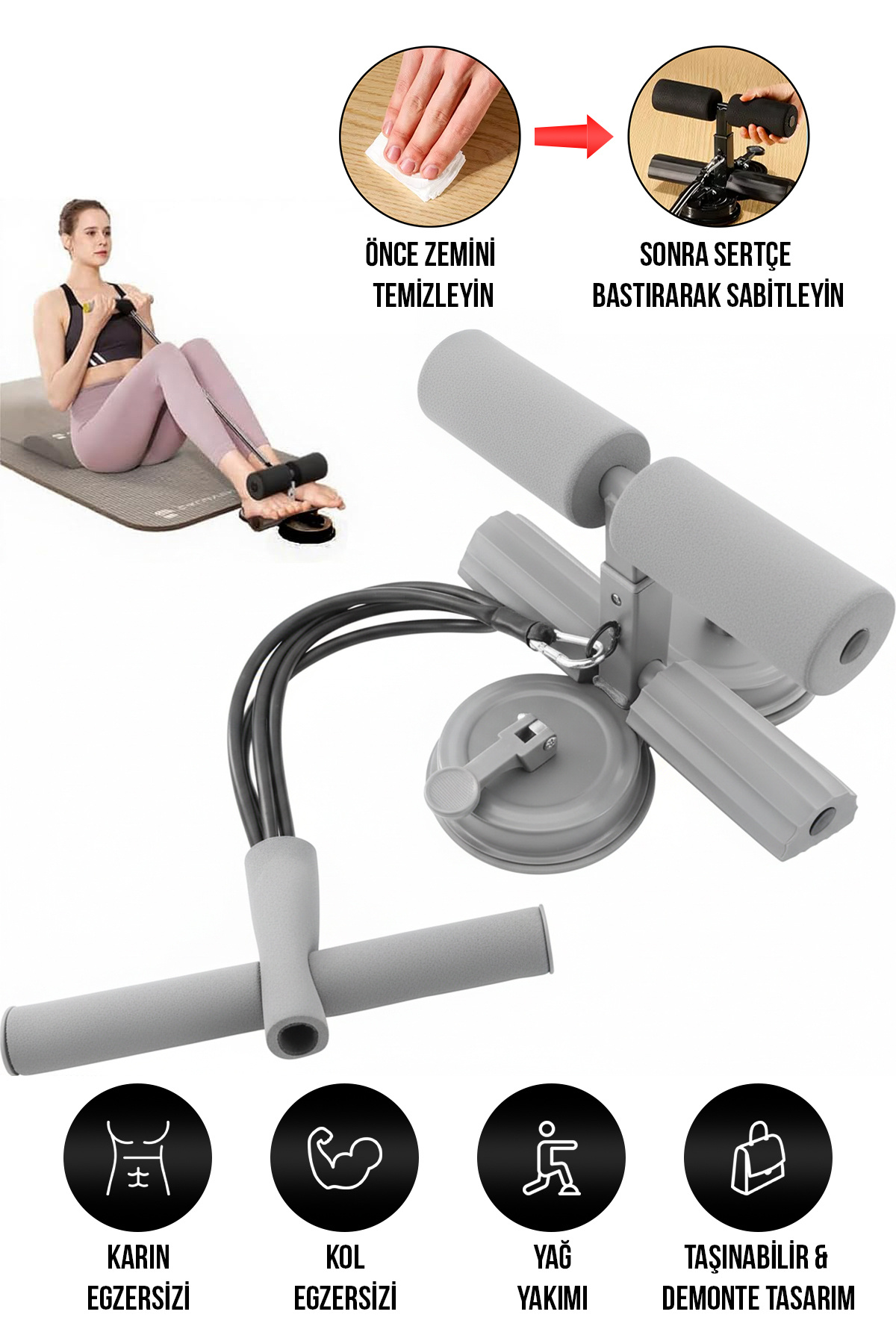 Arfseb Vakumlu Fitness Mekik Aleti- Kopmaz Halat & Ayarlanabilir Tasarım